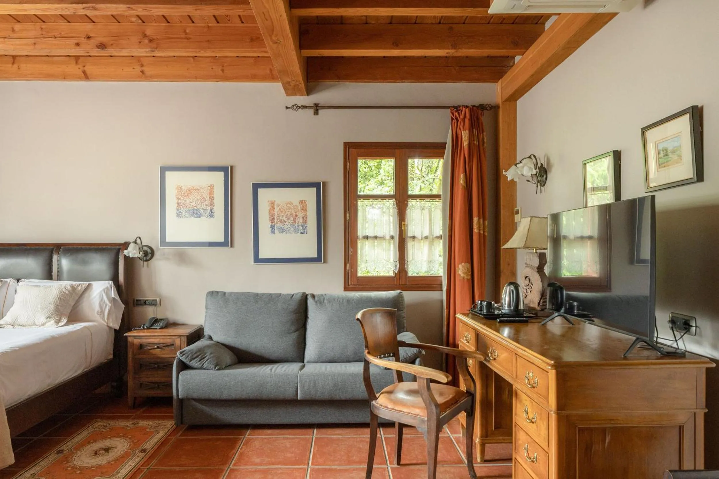 Seating area, Bed in Hotel & Spa Etxegana