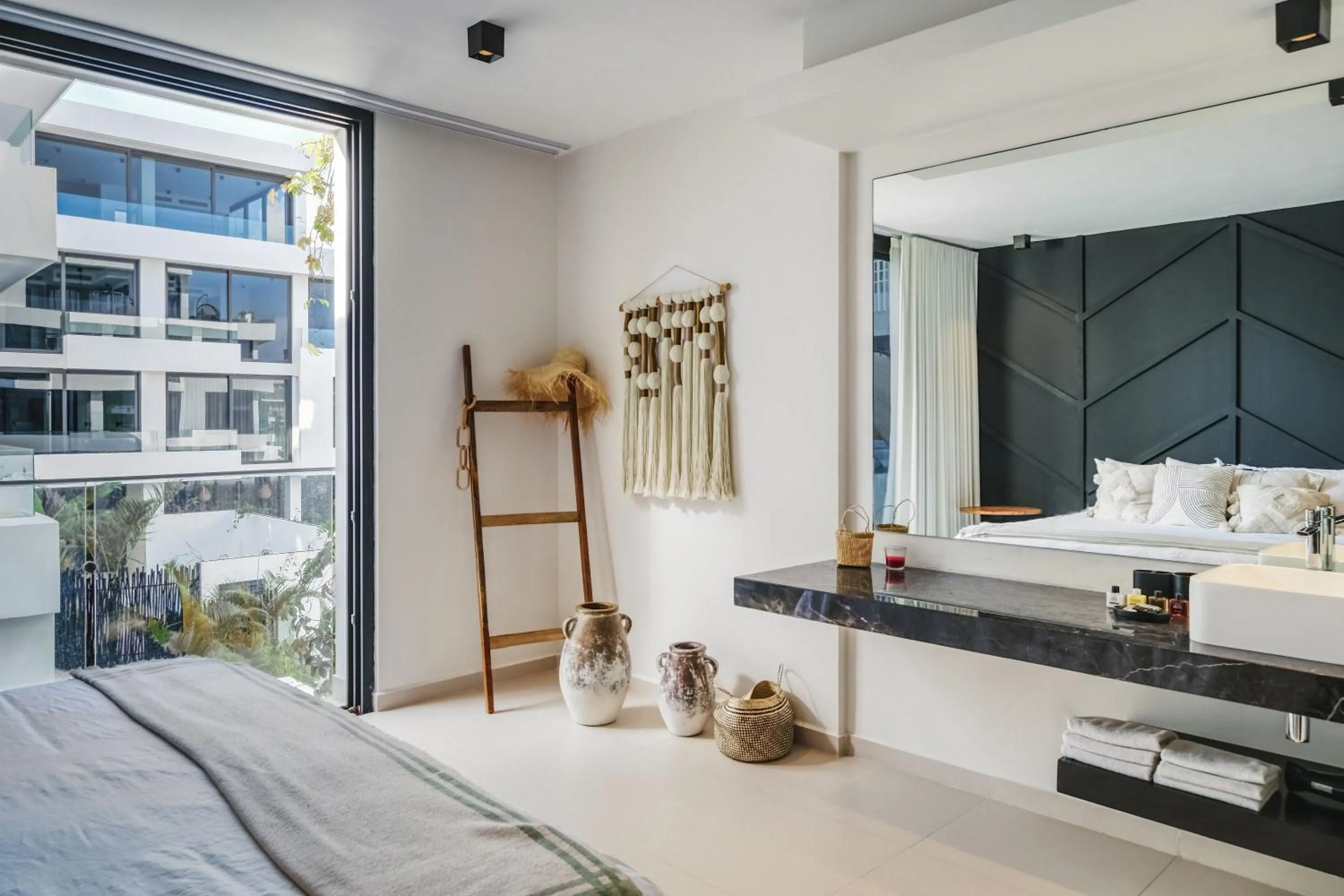 Bedroom in 2BR Coworking Freestanding Bathtub Private Pool