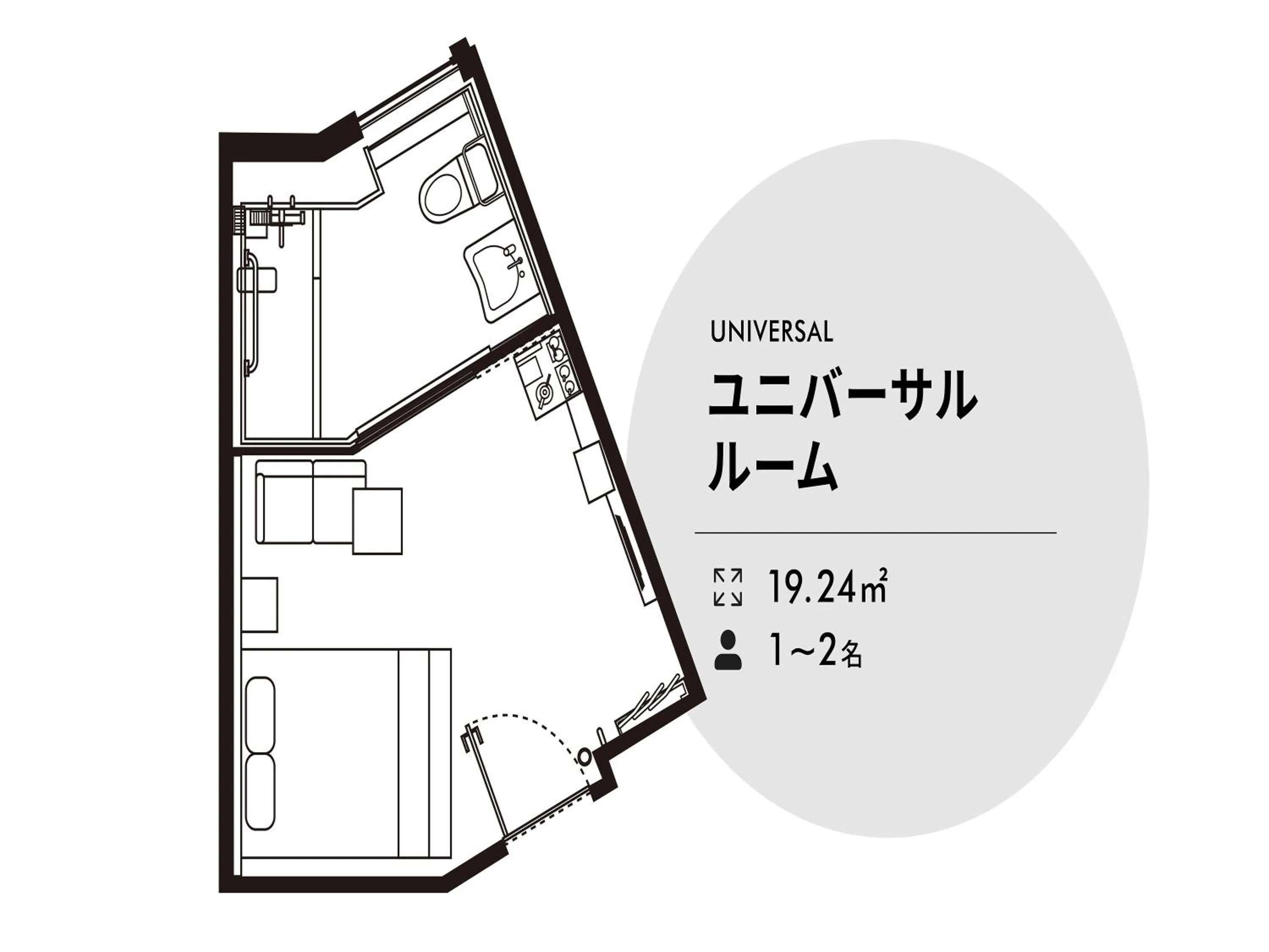 Floor plan in Nishitetsu Hotel Croom Hakata Gion Kushida Shrine