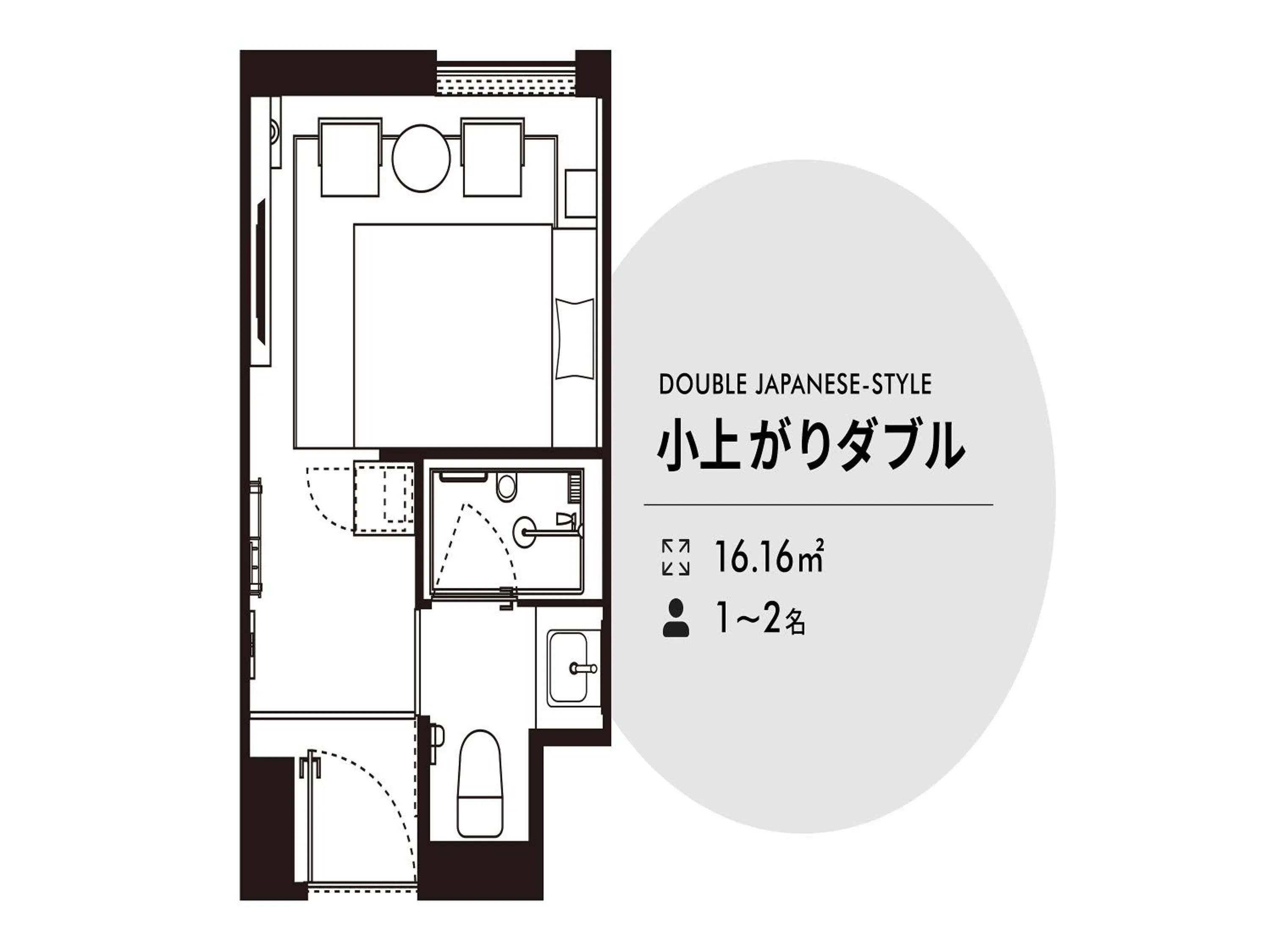Floor plan in Nishitetsu Hotel Croom Hakata Gion Kushida Shrine