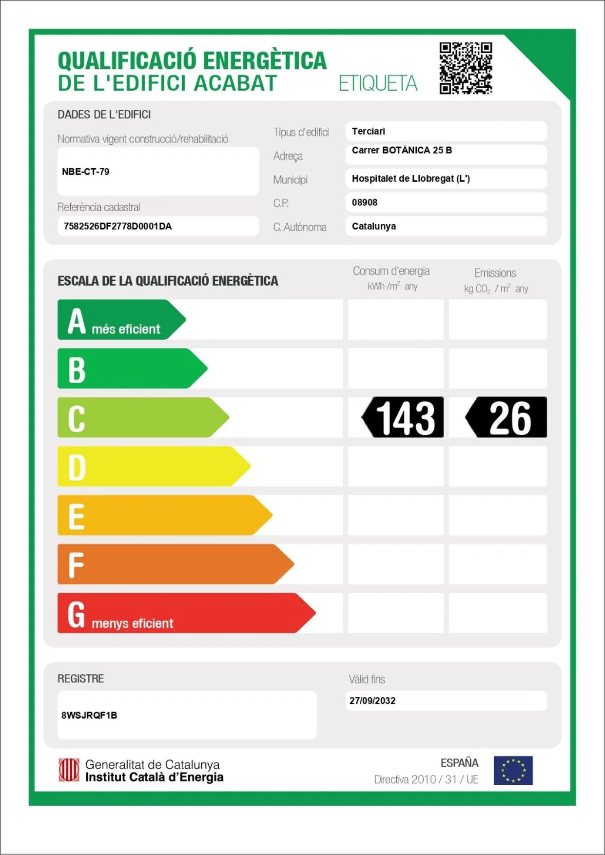 Certificate/Award in Travelodge Barcelona Fira