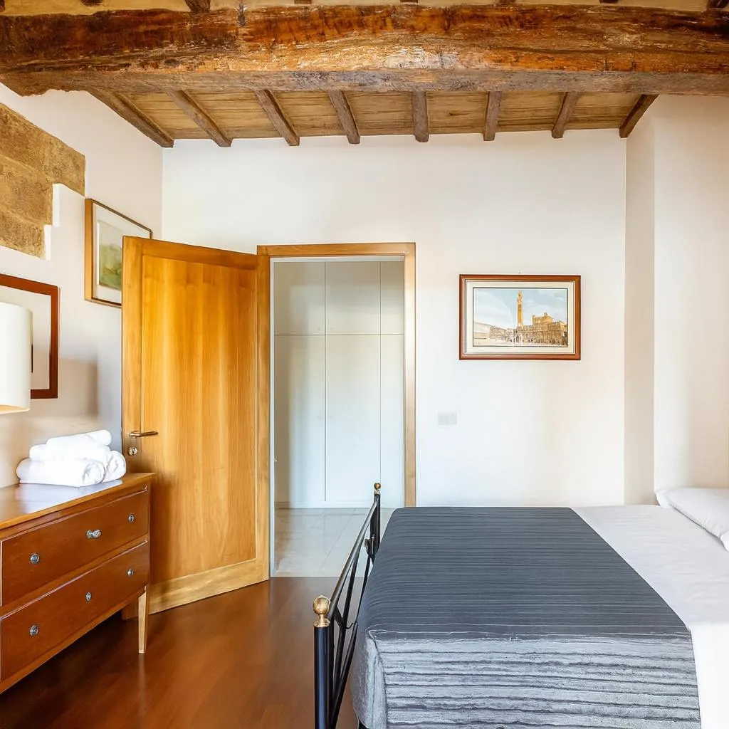 Bed in The Balcony Suite - Piazza del Campo