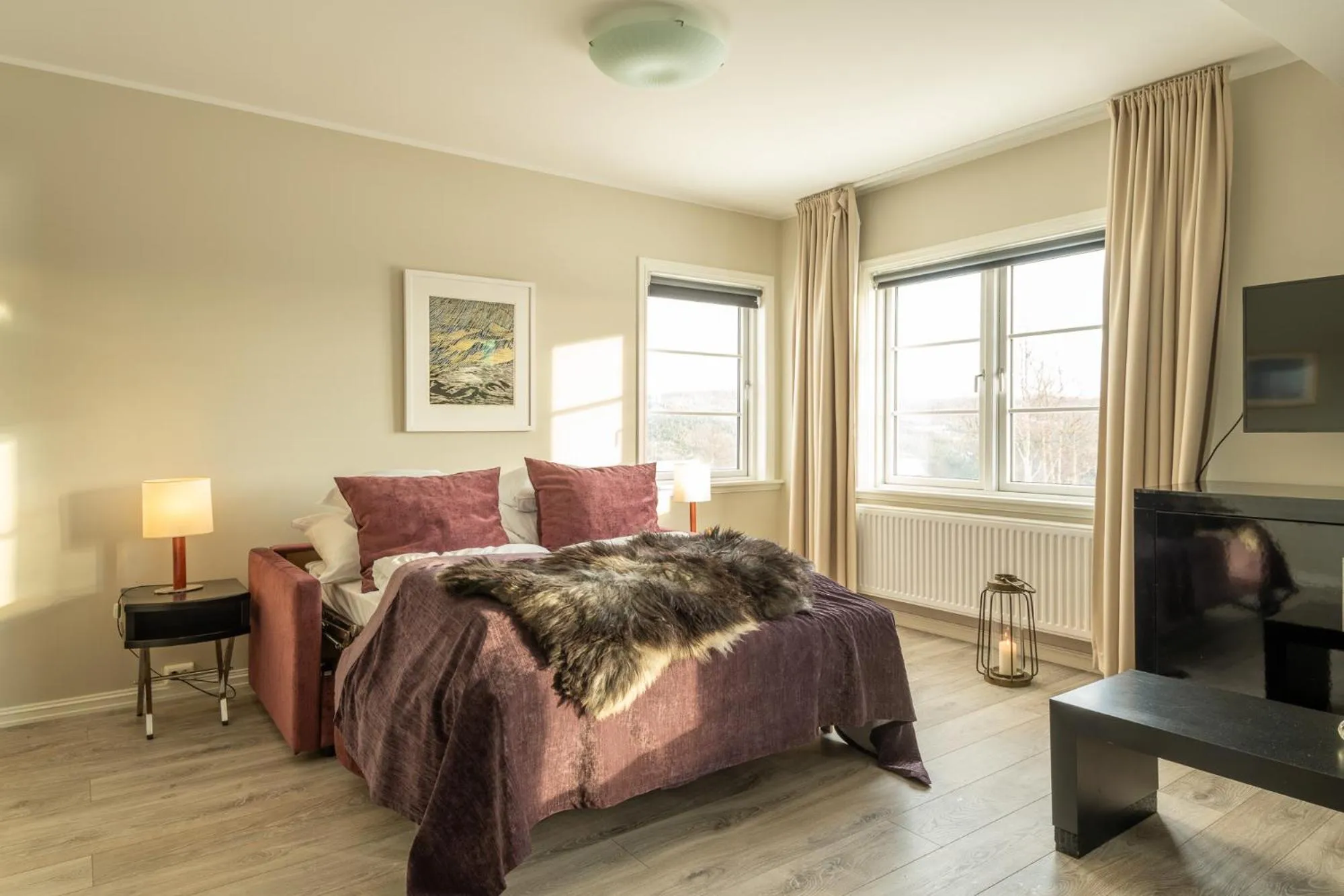 Living room, Bed in Skåbu Fjellhotell