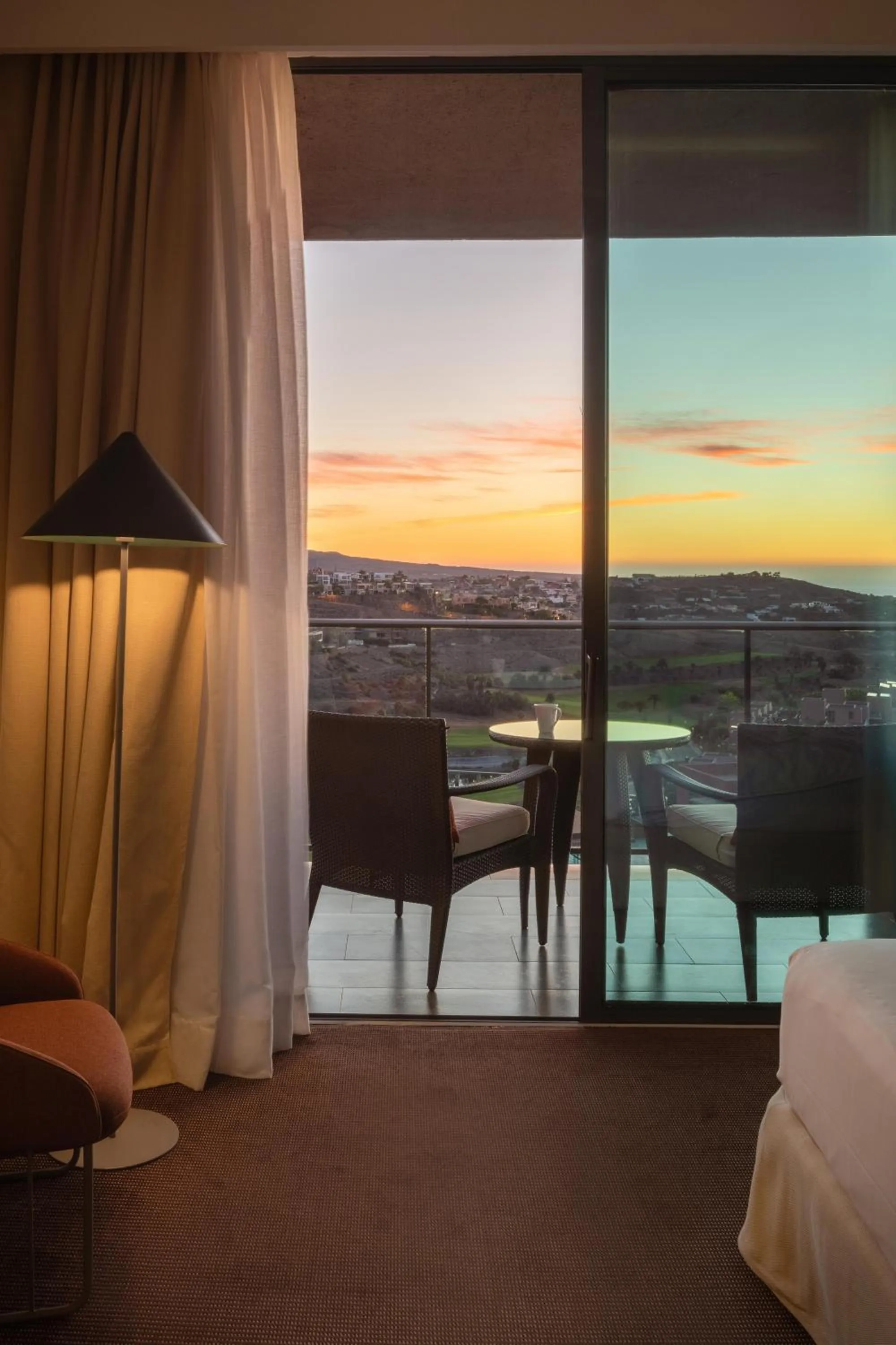 Balcony/Terrace, Bed in Salobre Hotel Resort & Serenity