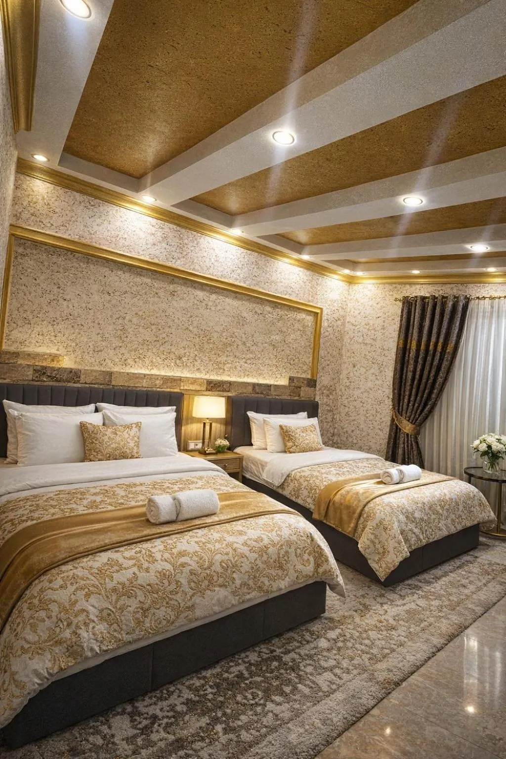 Bathroom, Bed in Hotel Premium
