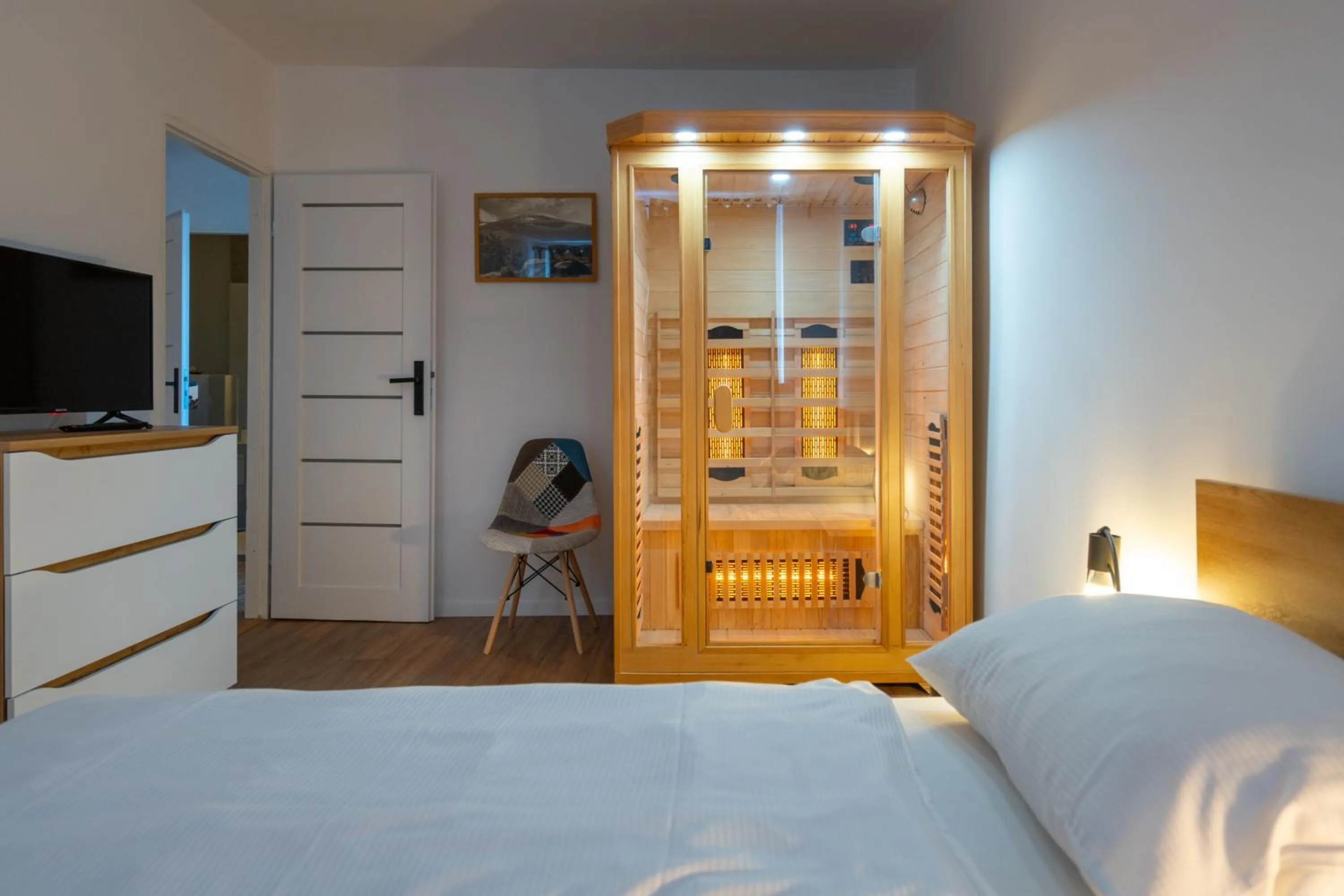 Sauna, Bed in Apartament Fiński z sauną