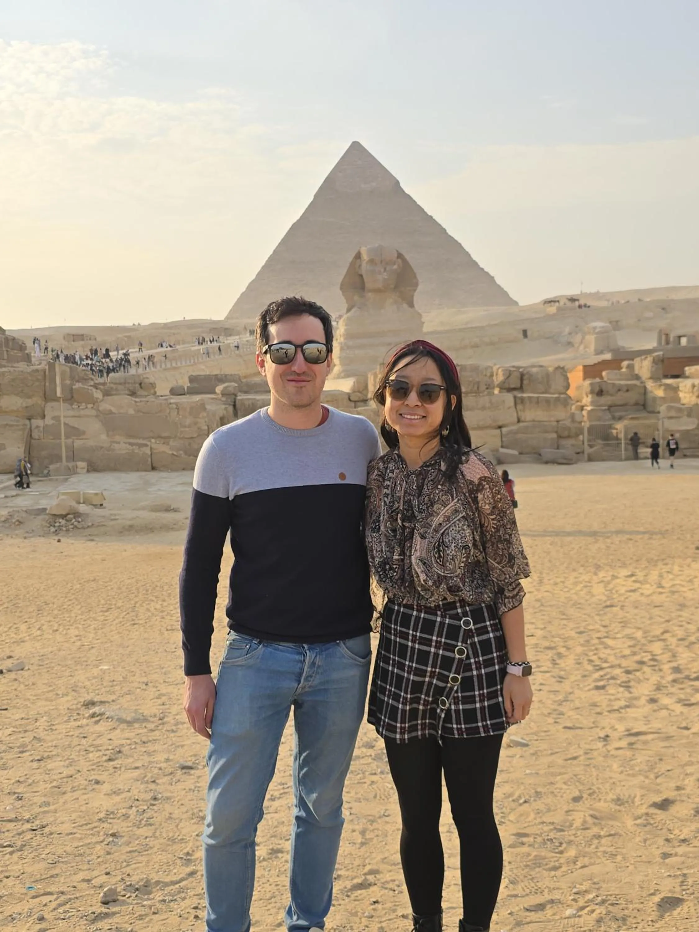 group of guests in Zeina pyramids view