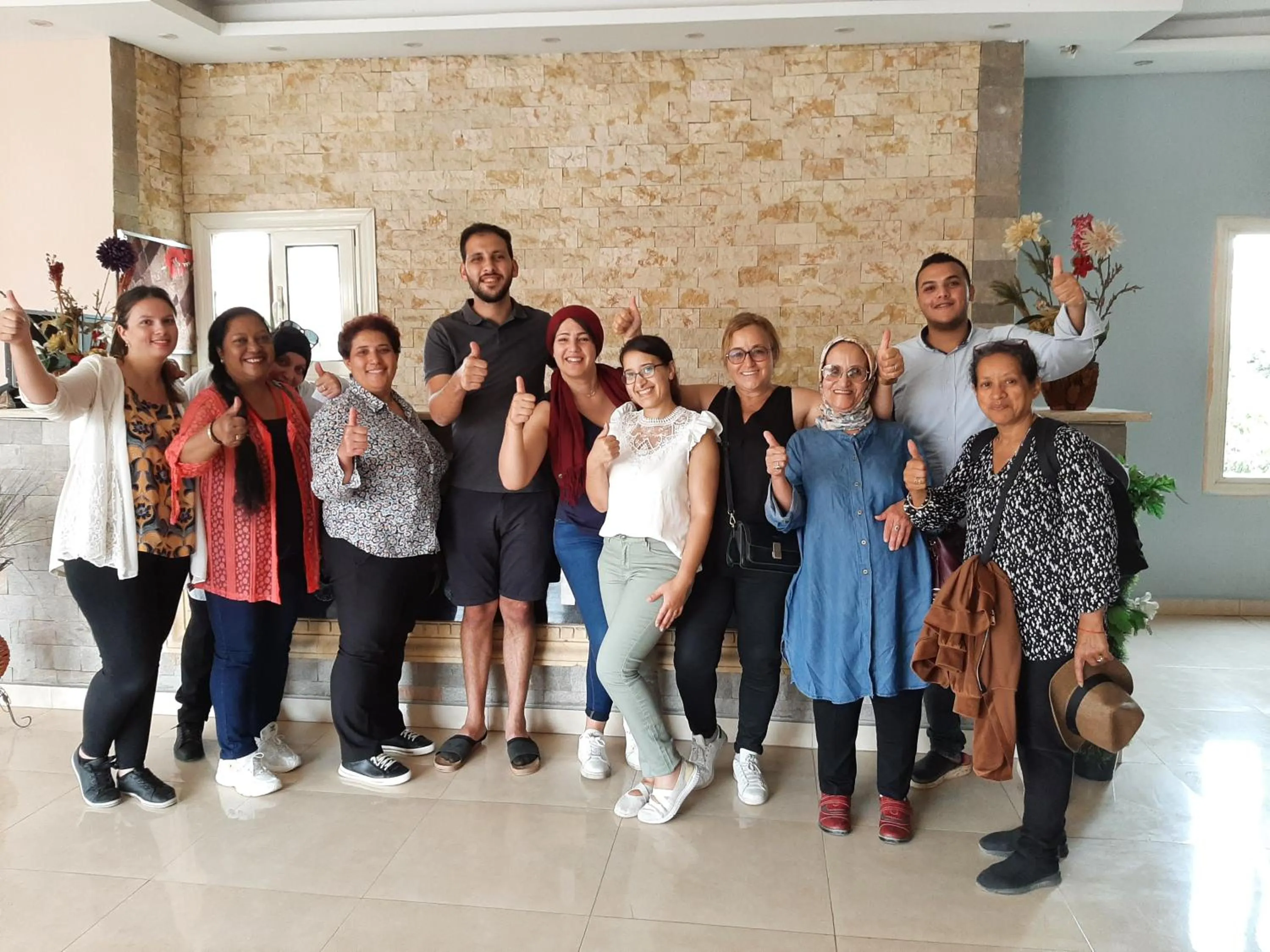 group of guests in Zeina pyramids view