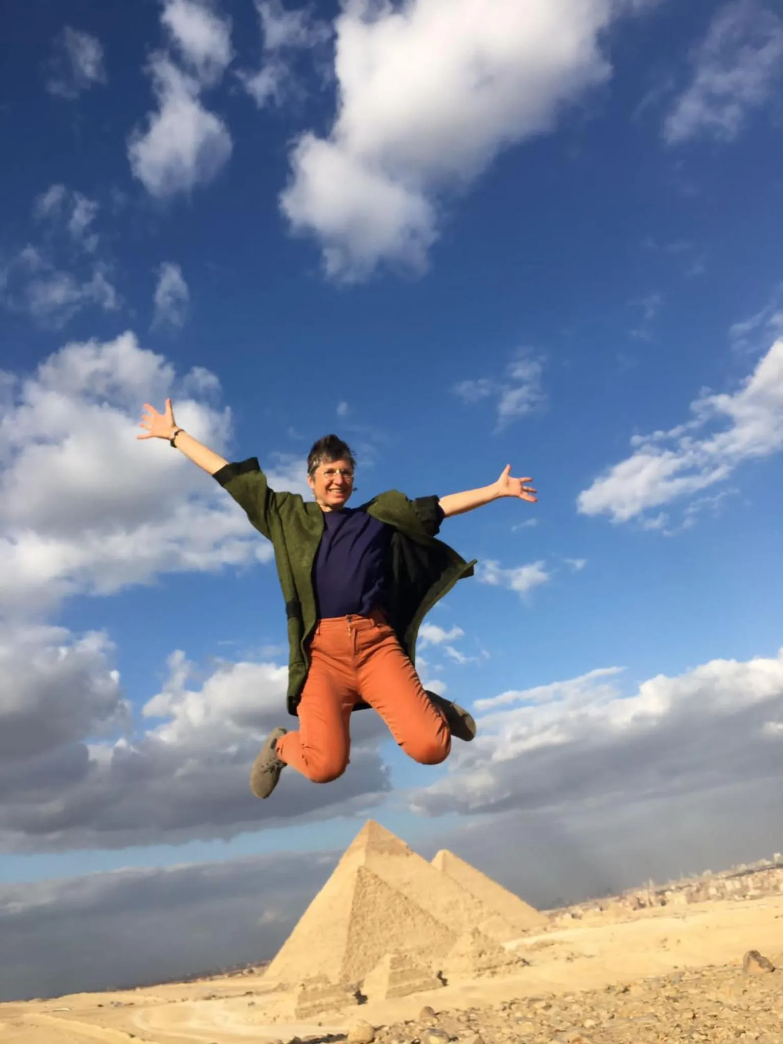 group of guests in Zeina pyramids view