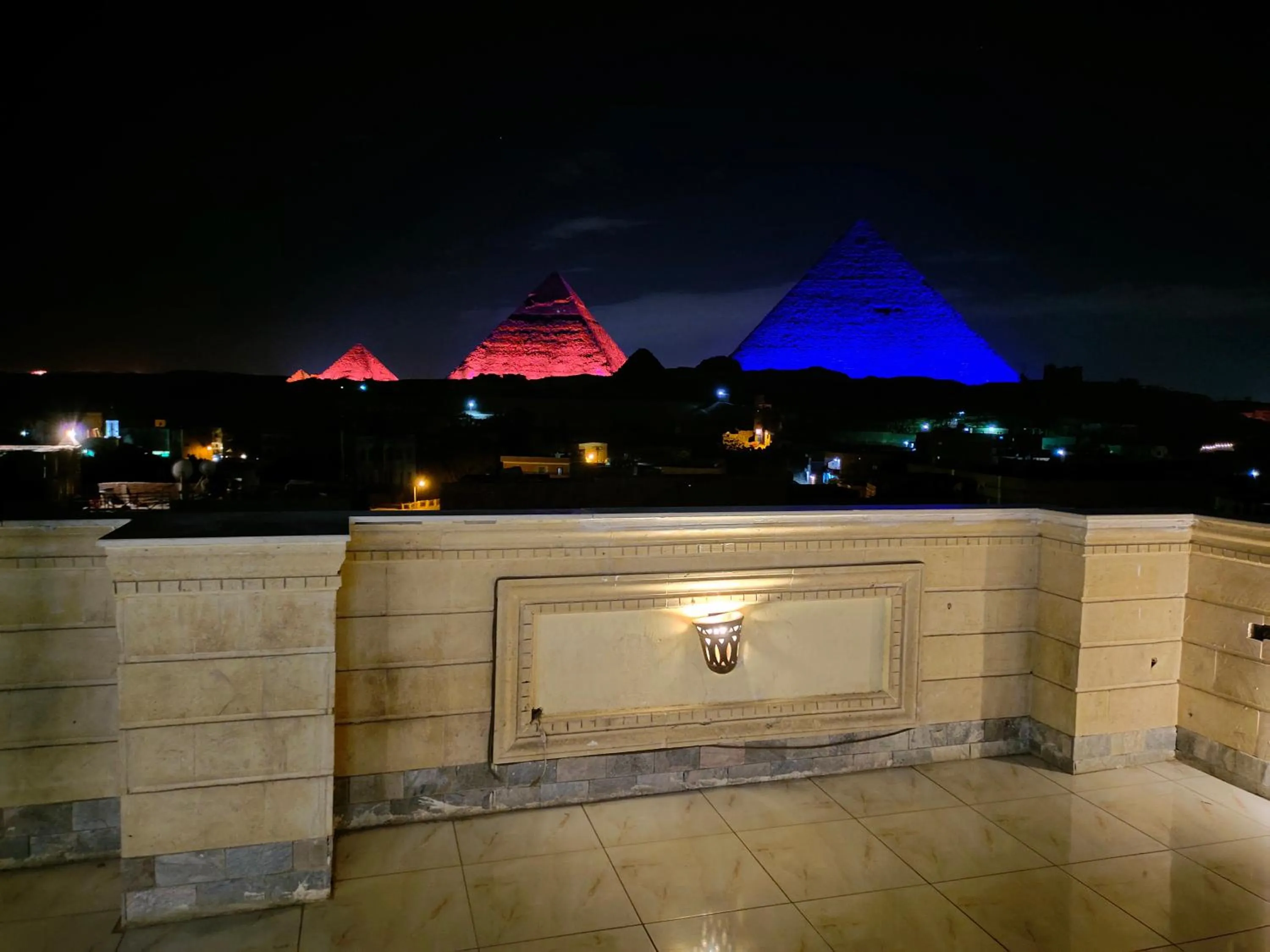 Night in Zeina pyramids view