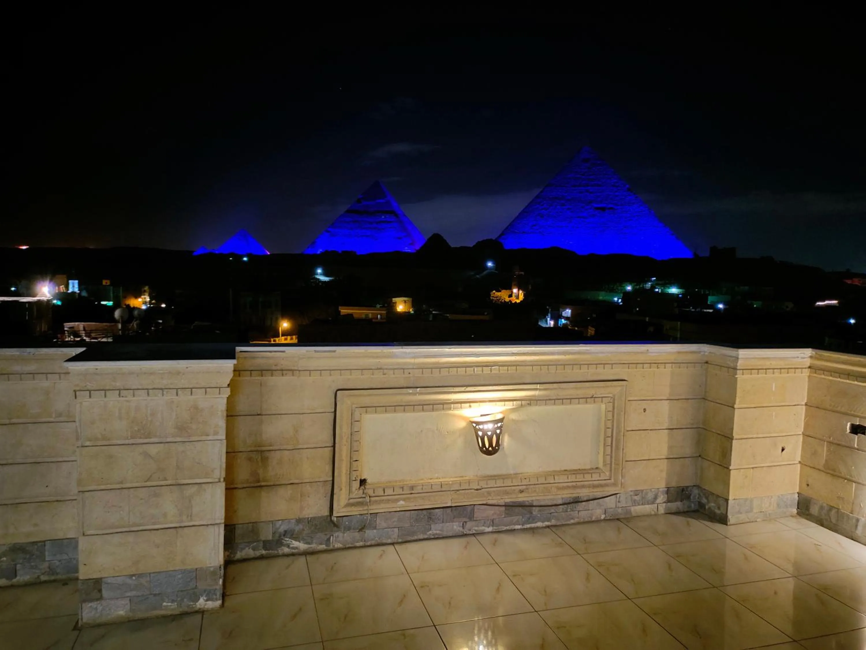 Night in Zeina pyramids view