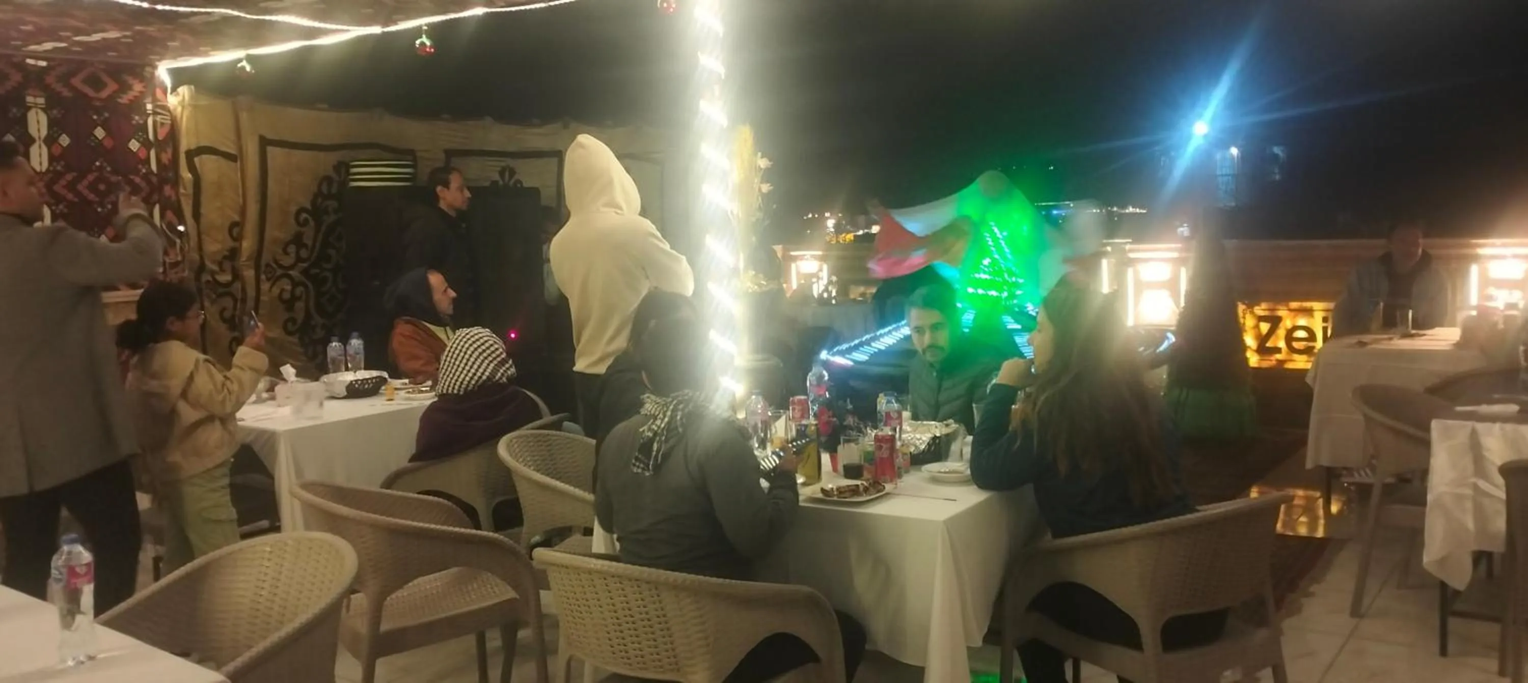 group of guests in Zeina pyramids view