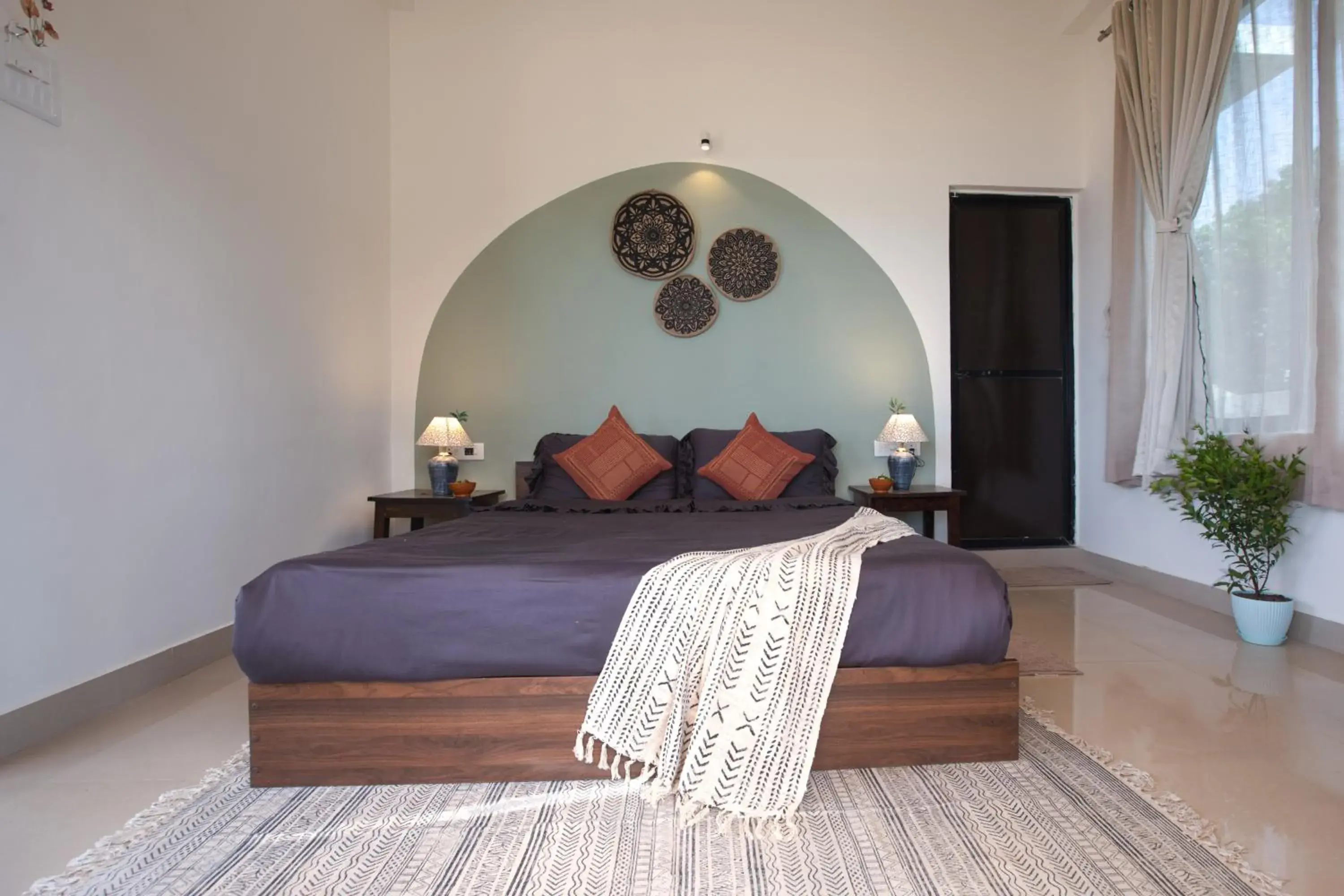 Bedroom, Bed in Woodpegger By The Beach, Mandrem Bedroom, Bed in Woodpegger By The Beach, Mandrem