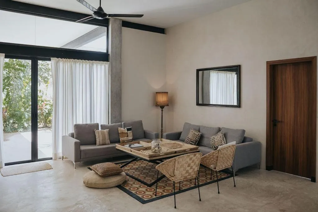 Living room in Lumina at Mudra Tulum