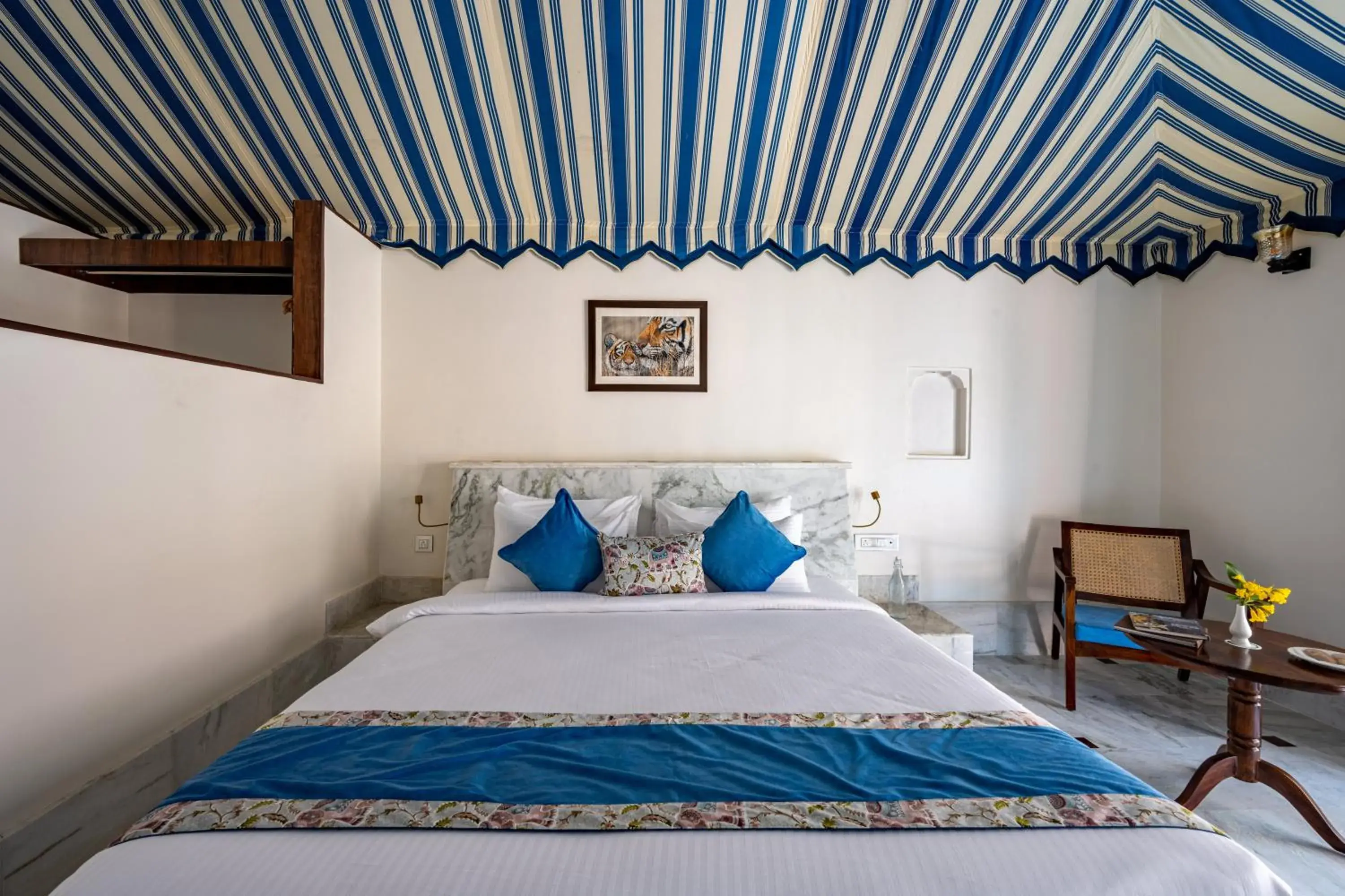 Bed in Aangan Resort Ranthambhore - A Private Pool Villa Bed in Aangan Resort Ranthambhore - A Private Pool Villa