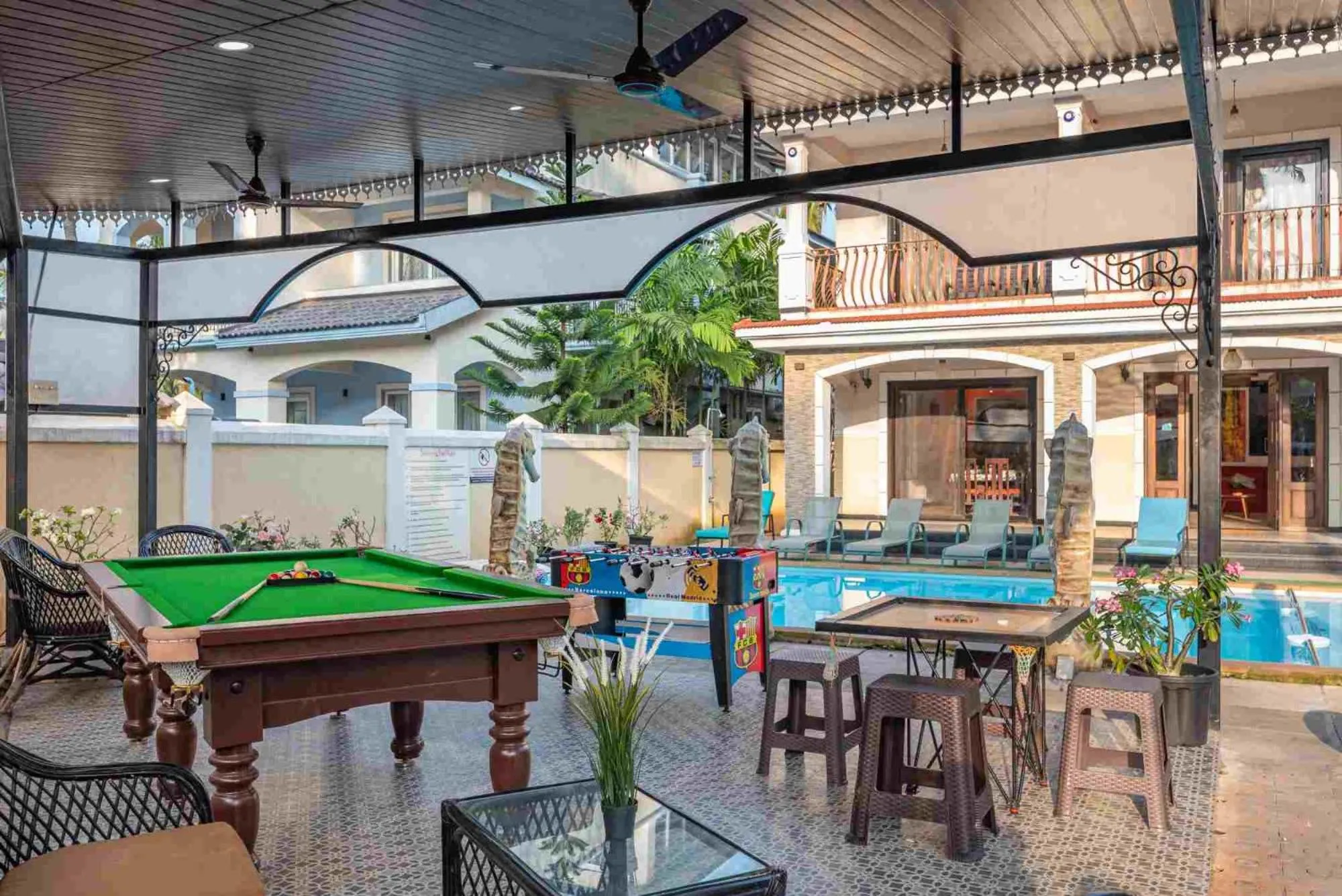 Billiard in Luxury Rental with Kids Playroom in Goa