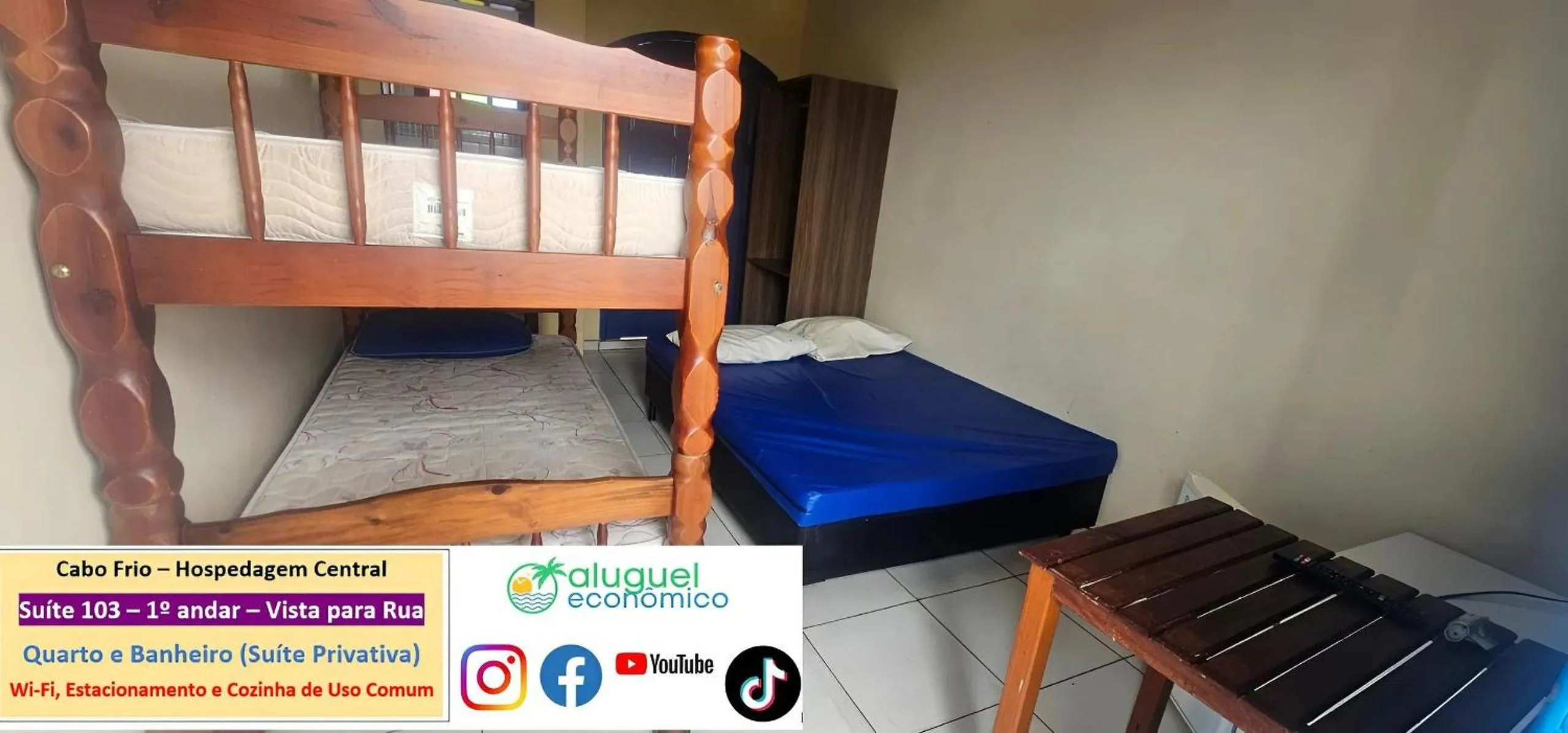 Bedroom, Bed in Cabo Frio - Hospedagem Central - Aluguel Econômico