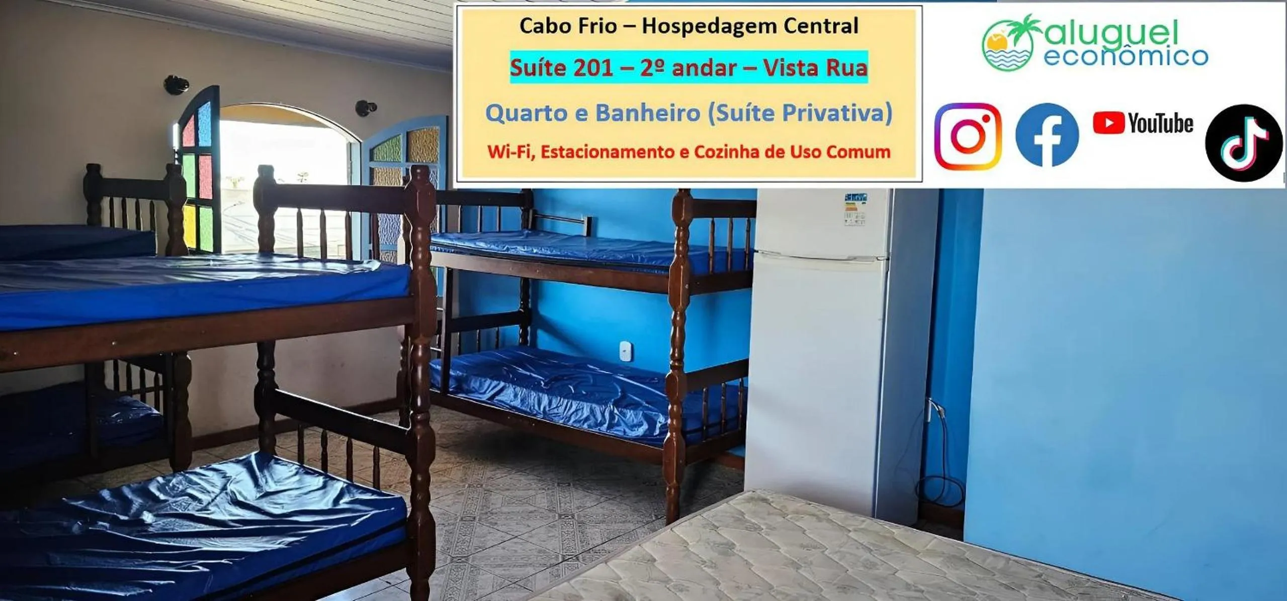 Bedroom, Bed in Cabo Frio - Hospedagem Central - Aluguel Econômico
