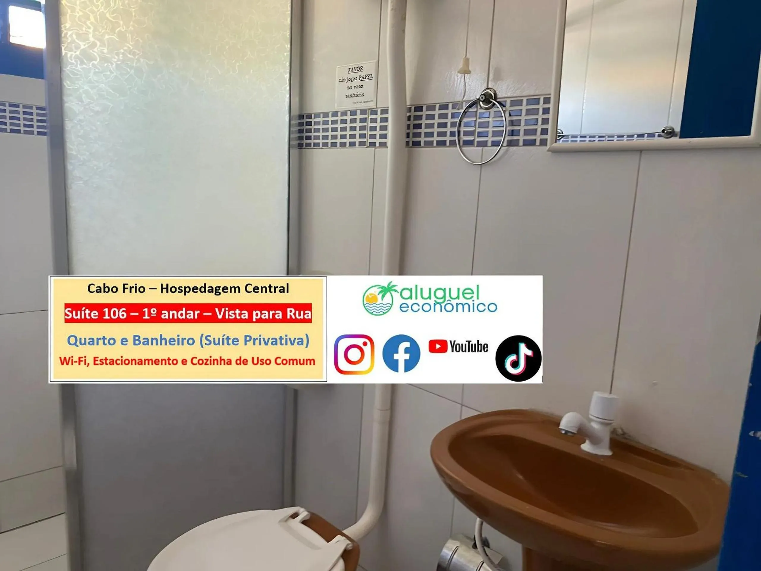 Toilet in Cabo Frio - Hospedagem Central - Aluguel Econômico