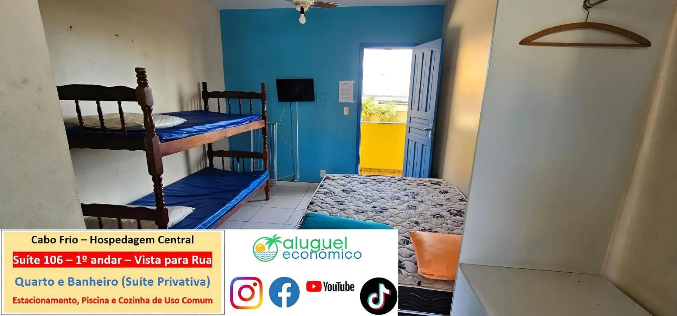 Bedroom, Bed in Cabo Frio - Hospedagem Central - Aluguel Econômico
