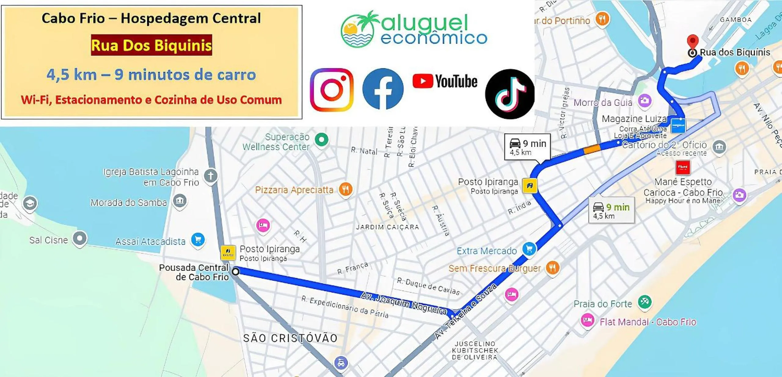 Location in Cabo Frio - Hospedagem Central - Aluguel Econômico
