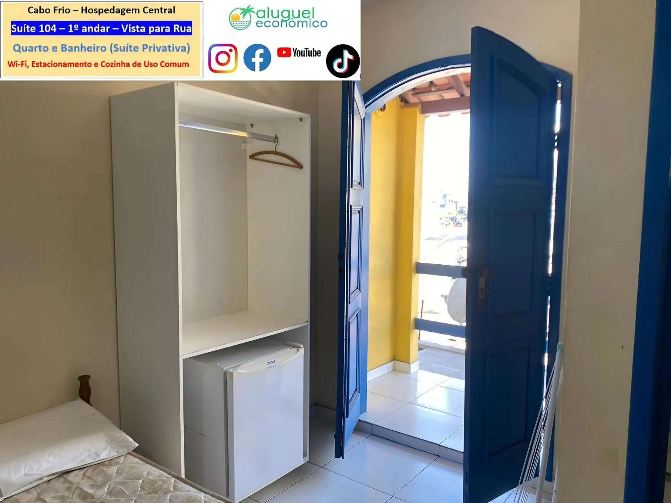 Bedroom, Bed in Cabo Frio - Hospedagem Central - Aluguel Econômico