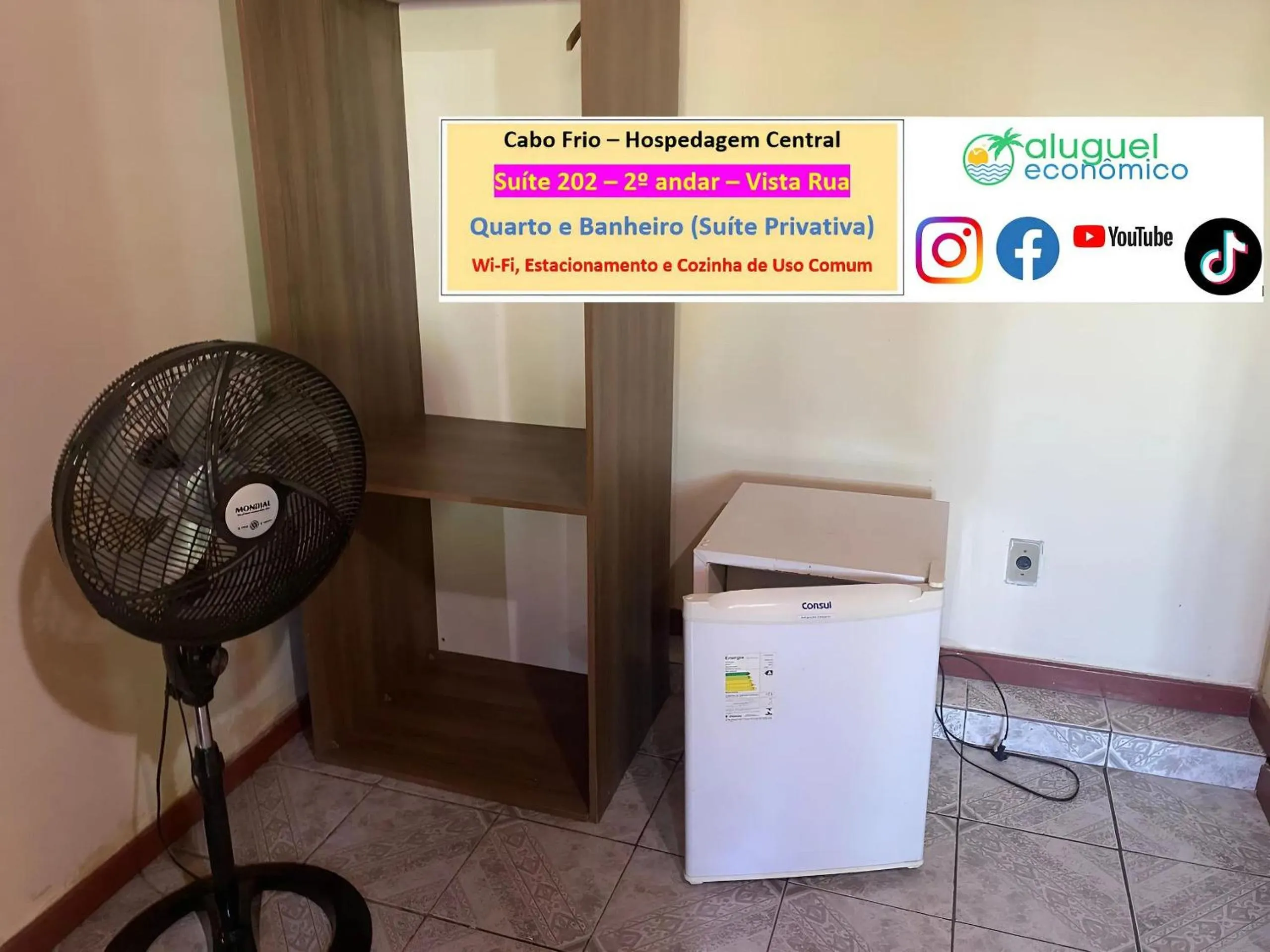 Bedroom in Cabo Frio - Hospedagem Central - Aluguel Econômico