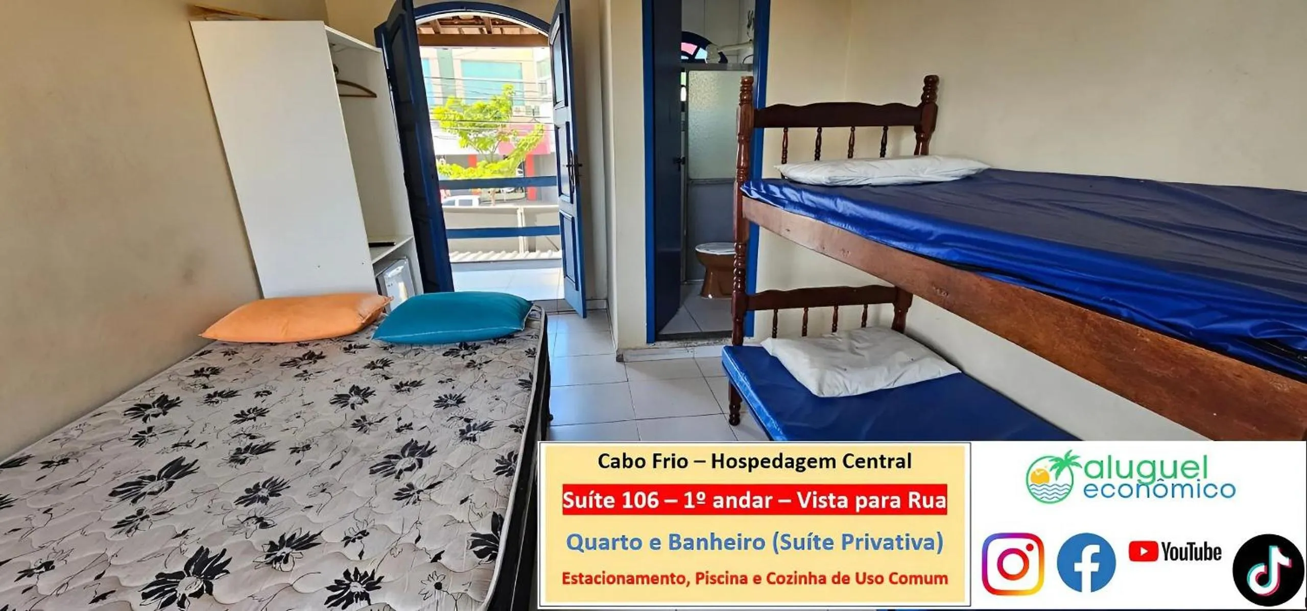 Bedroom, Bed in Cabo Frio - Hospedagem Central - Aluguel Econômico