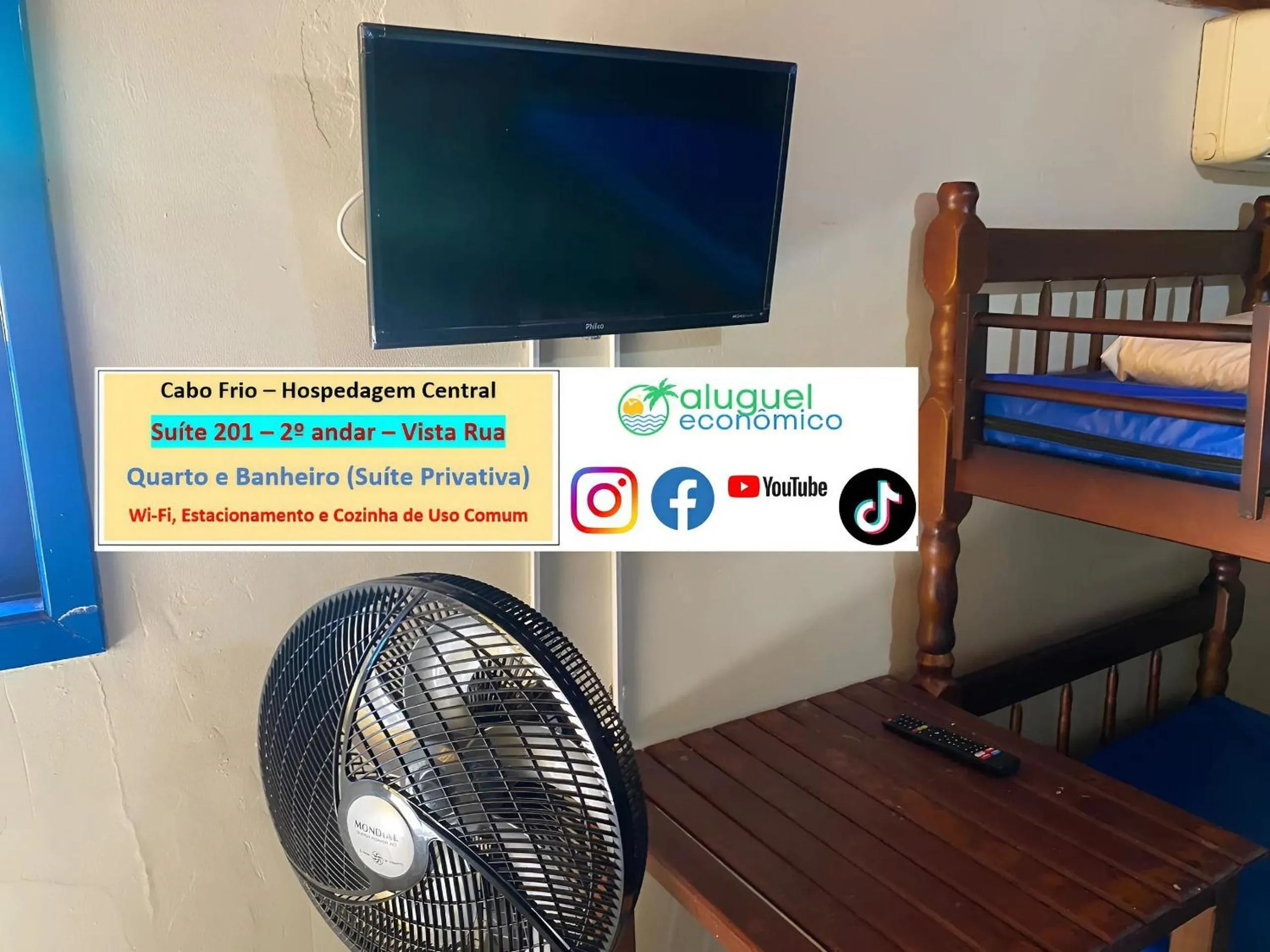 Bedroom in Cabo Frio - Hospedagem Central - Aluguel Econômico