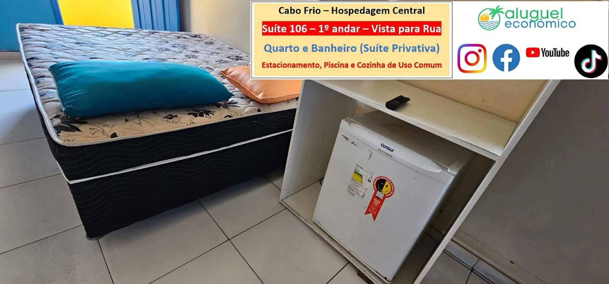 Bedroom, Bed in Cabo Frio - Hospedagem Central - Aluguel Econômico