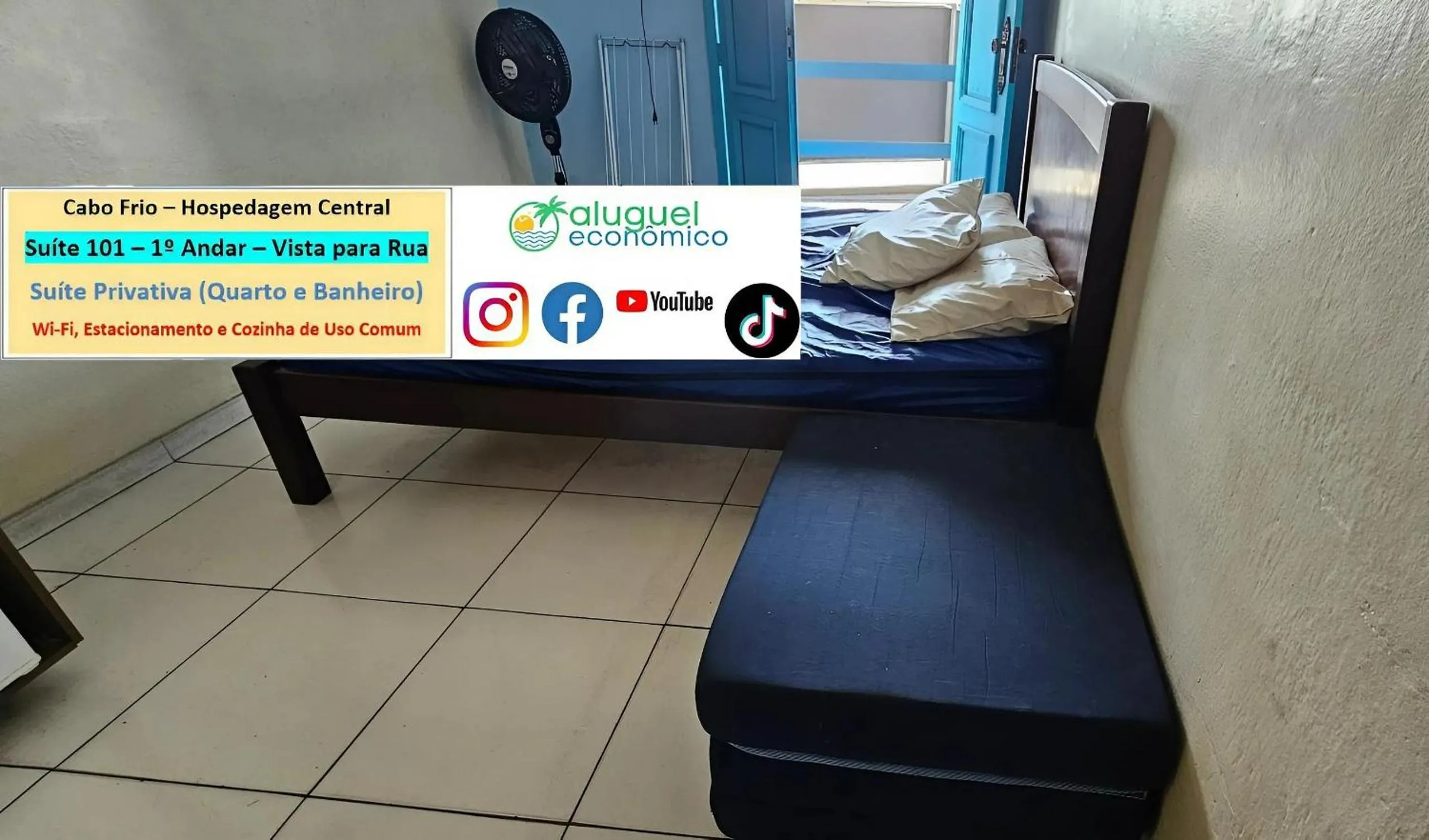 Bedroom, Bed in Cabo Frio - Hospedagem Central - Aluguel Econômico