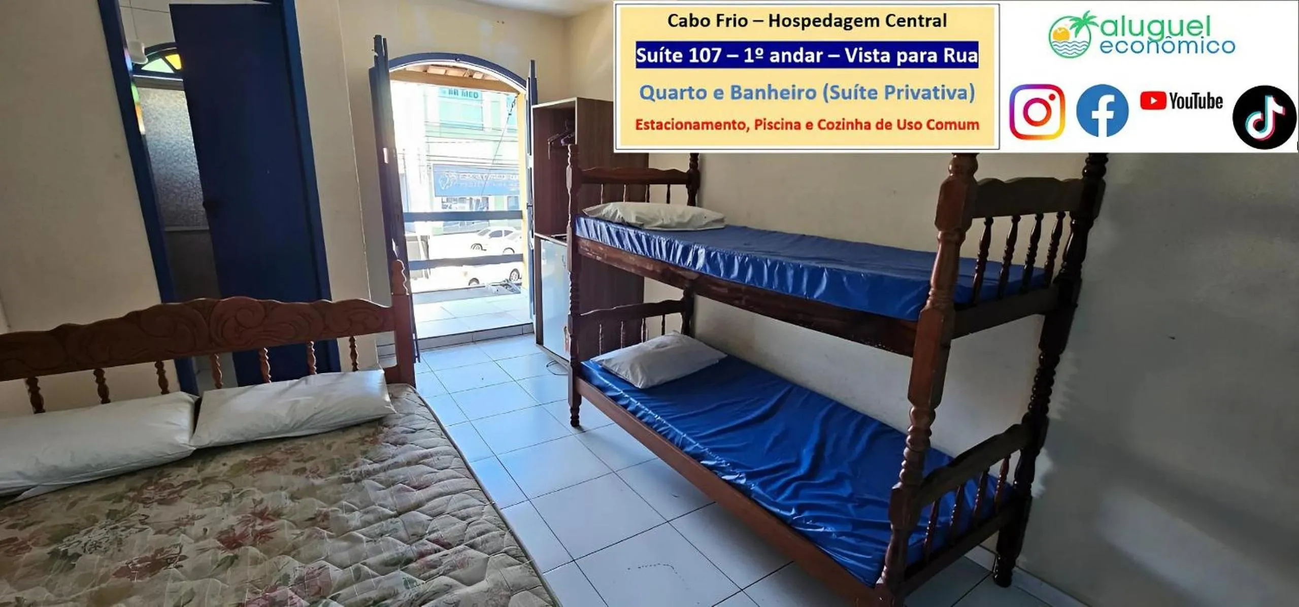 Bedroom, Bed in Cabo Frio - Hospedagem Central - Aluguel Econômico