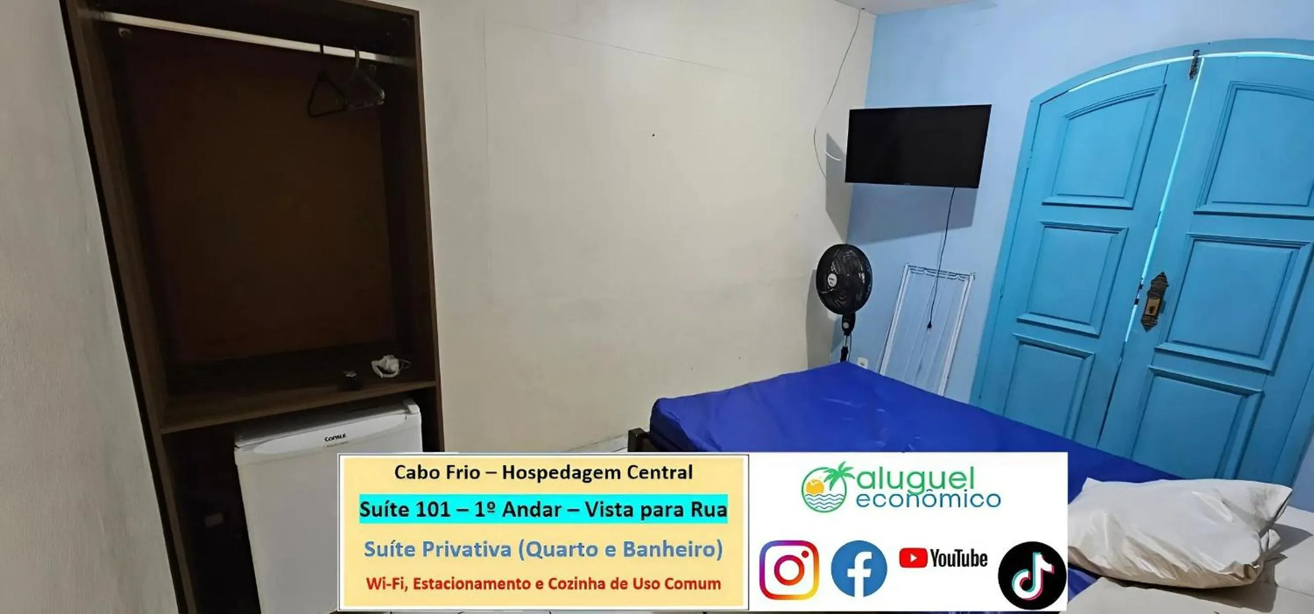 Bedroom in Cabo Frio - Hospedagem Central - Aluguel Econômico