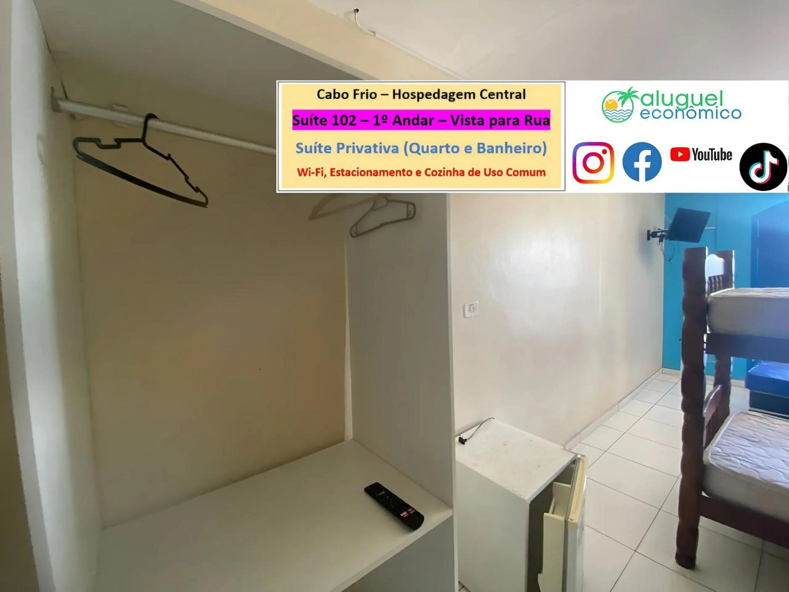 Bedroom, Bed in Cabo Frio - Hospedagem Central - Aluguel Econômico