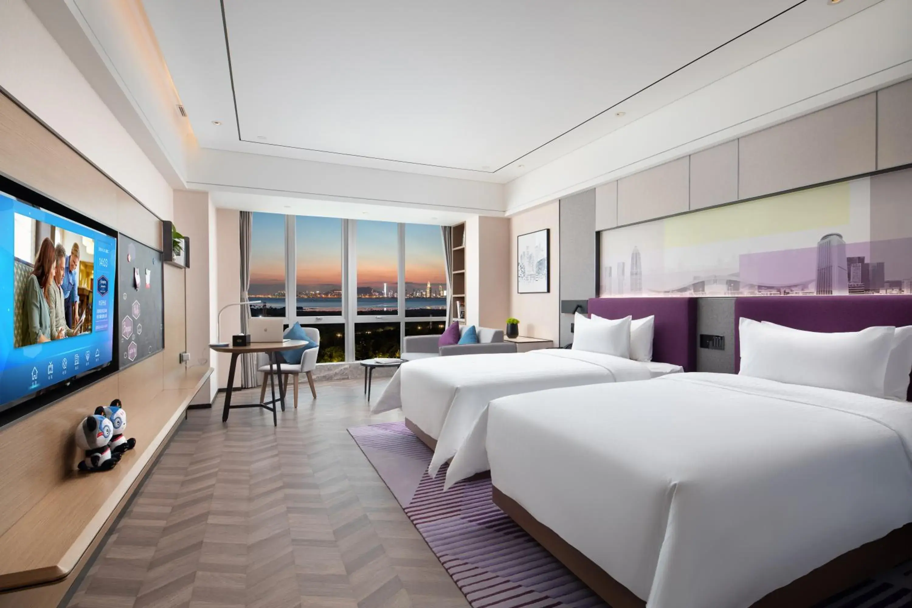Deluxe Twin Room with Sea View in Hampton By Hilton Shenzhen Futian Mangrove Park Apartments Deluxe Twin Room with Sea View in Hampton By Hilton Shenzhen Futian Mangrove Park Apartments
