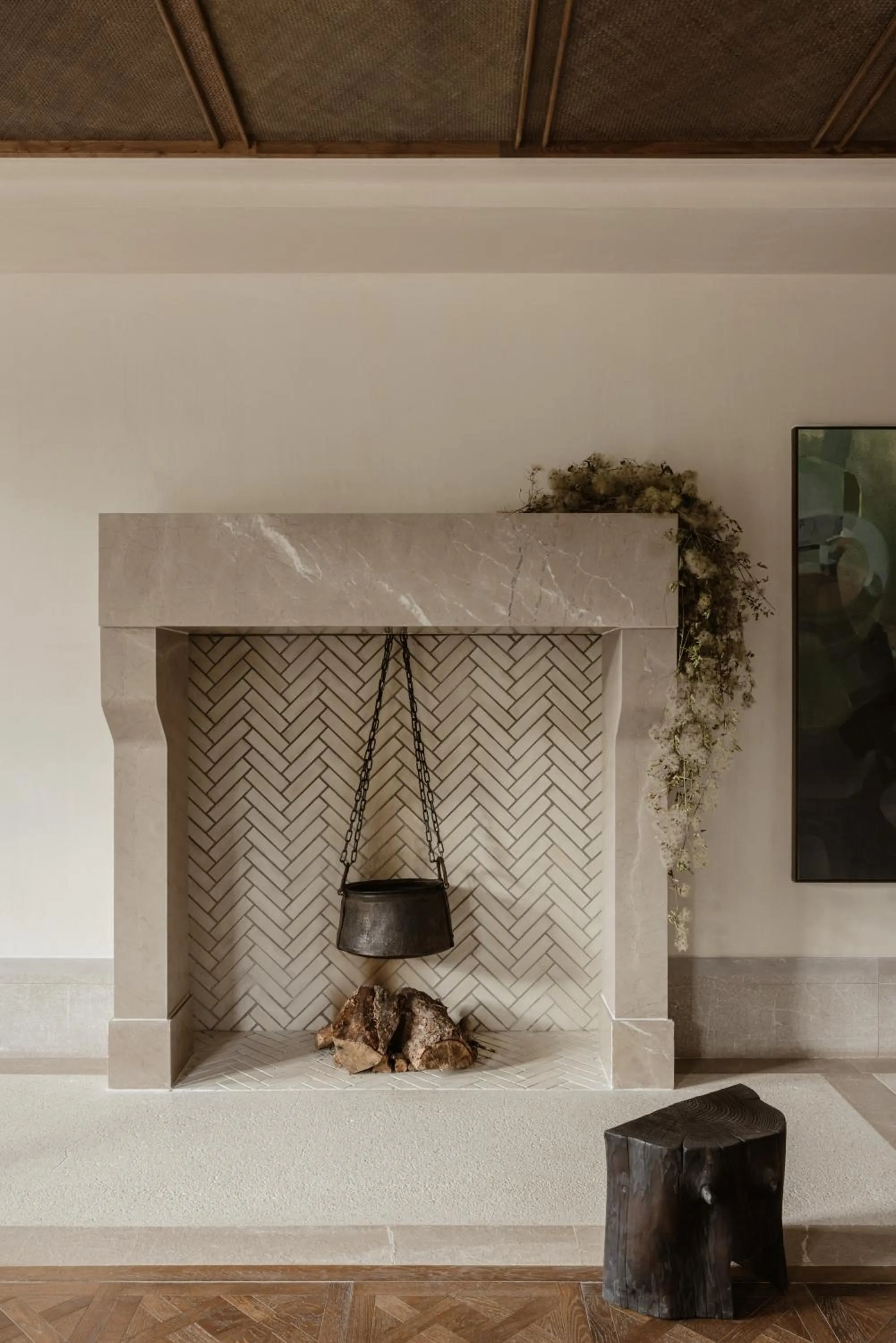 fireplace in MANNA, a Member of Design Hotels