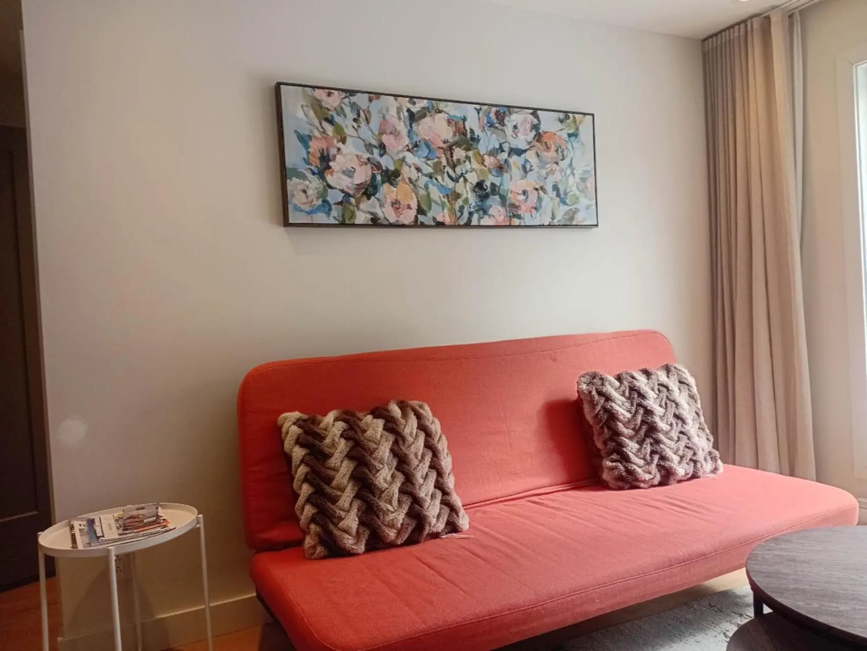 Living room in Studio with king bed, sofa bed and terrace Mont-Tremblant