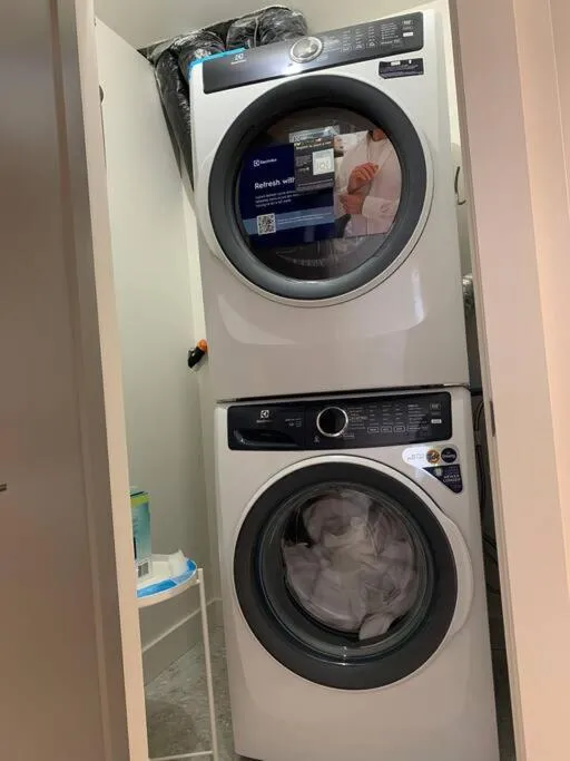 washing machine in Studio with king bed, sofa bed and terrace Mont-Tremblant