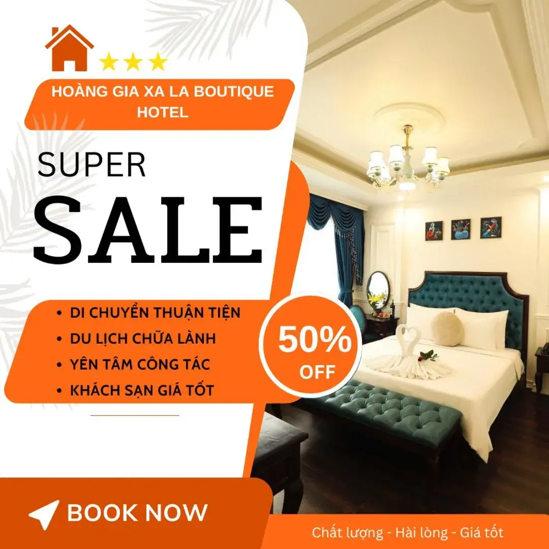 Property logo or sign, Bed in Hoàng Gia Xa La Boutique Hotel Property logo or sign, Bed in Hoàng Gia Xa La Boutique Hotel