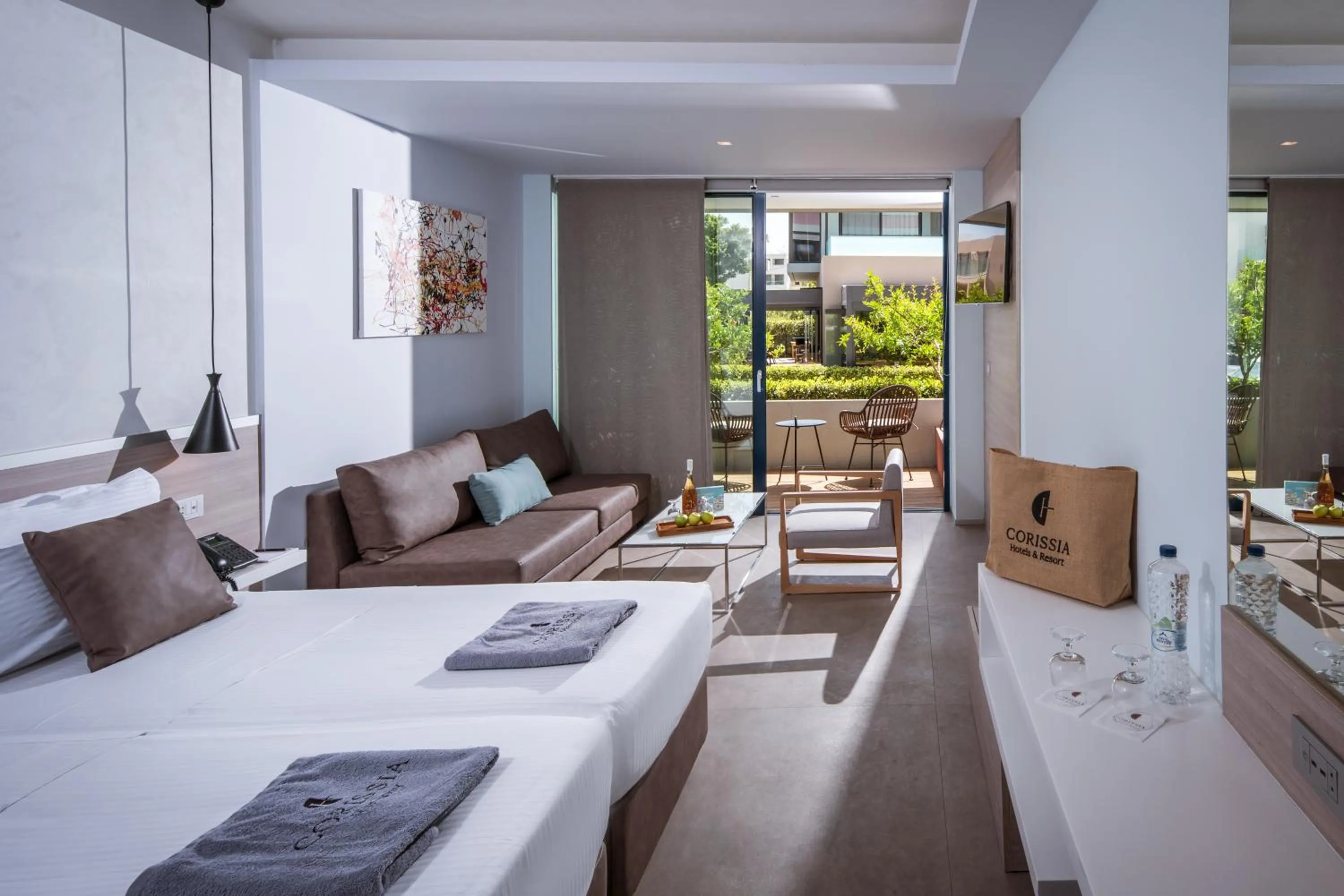 Balcony/Terrace, Bed in Harmony Boutique Resort - Adults oriented