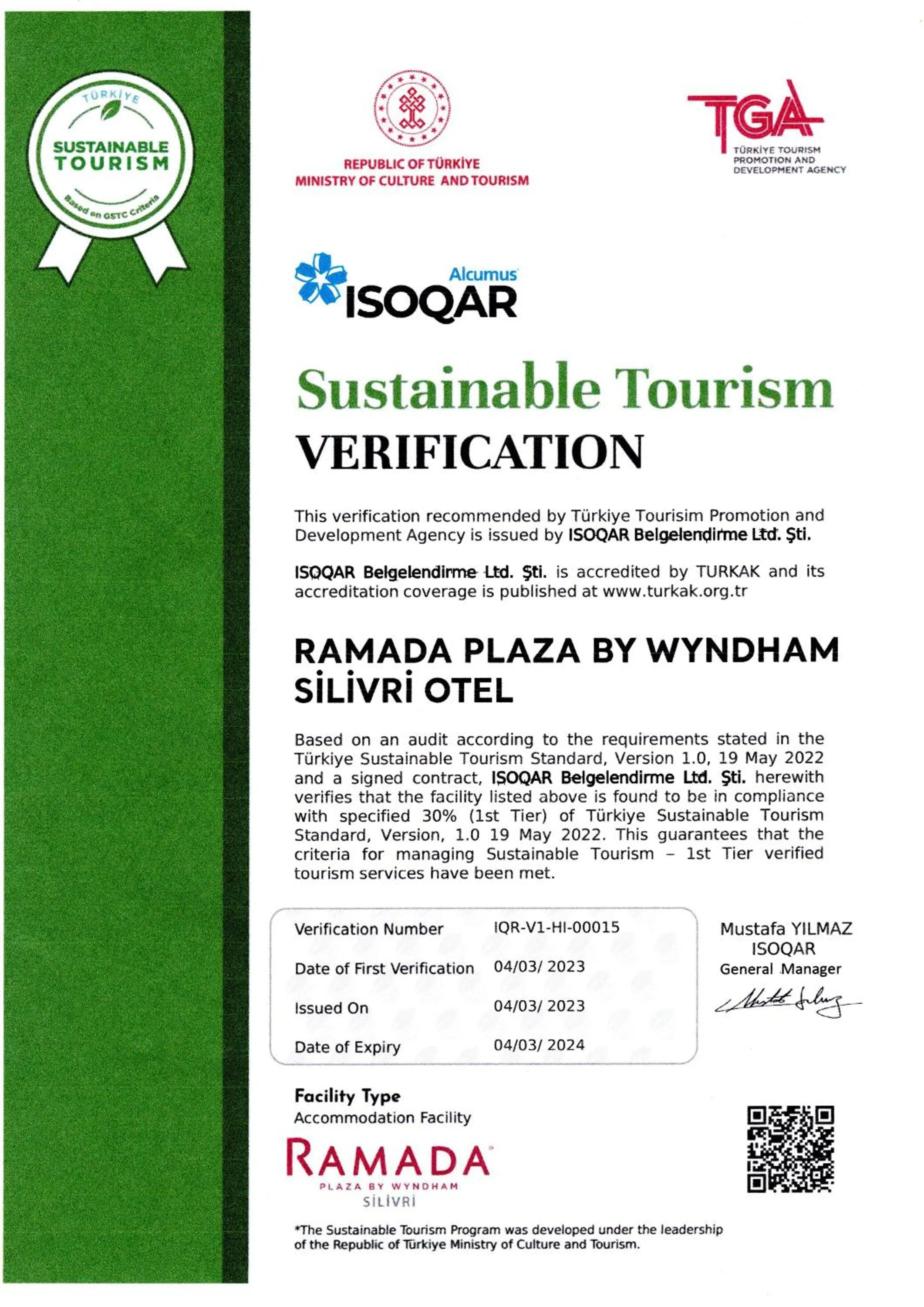 Certificate/Award in Ramada Plaza by Wyndham Silivri