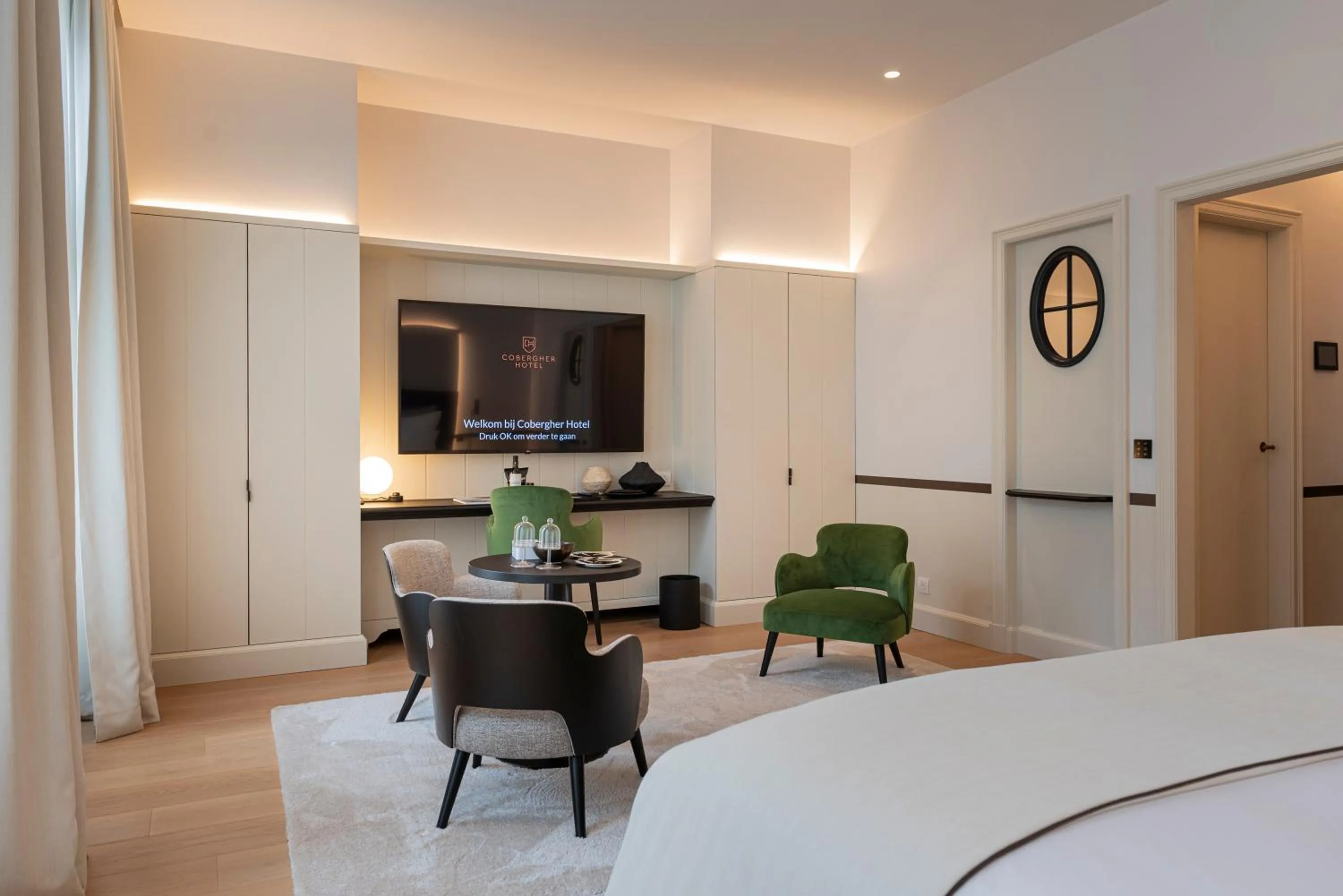Living room, Bed in Cobergher Hotel