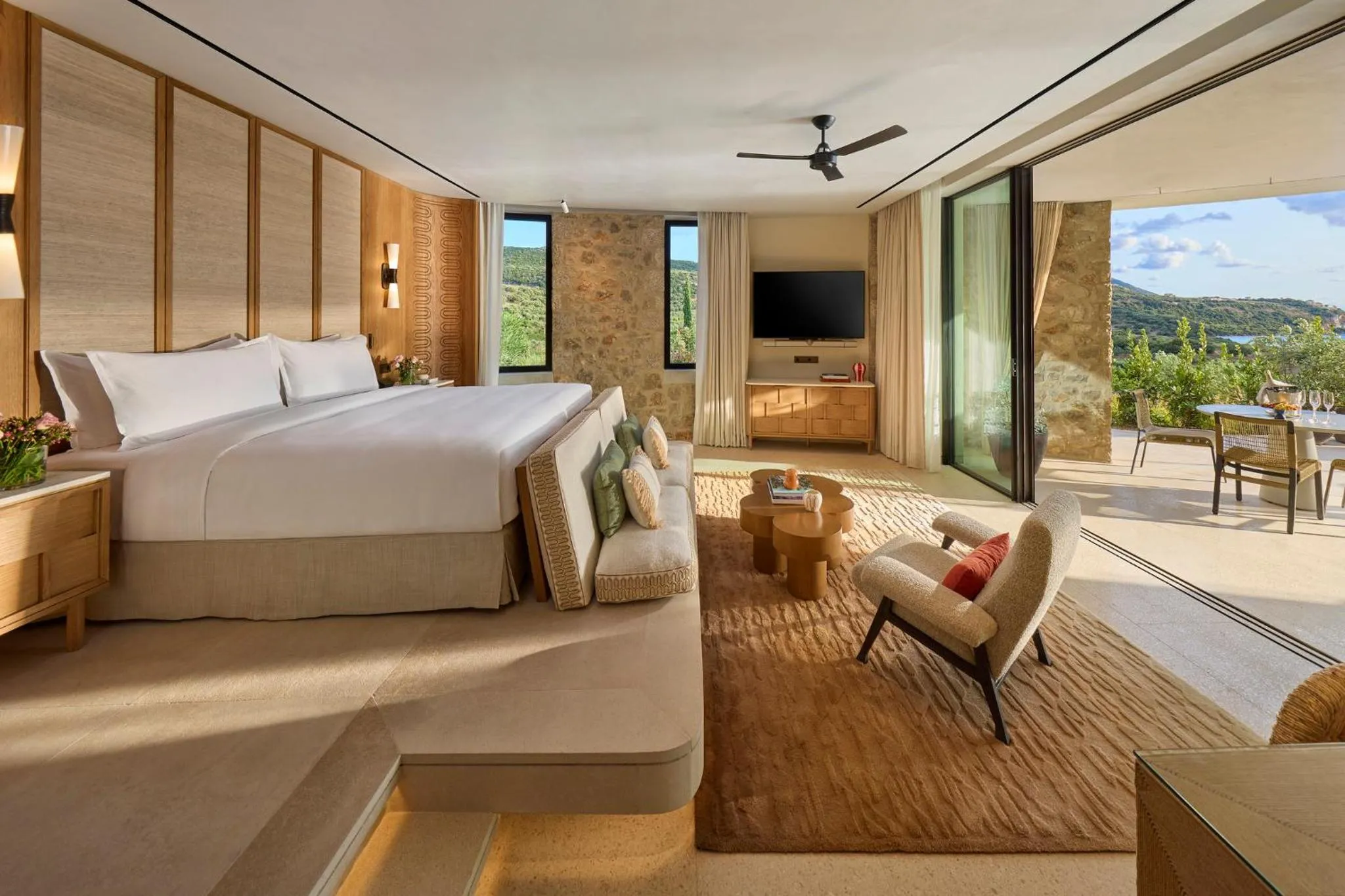Bedroom, Bed in Mandarin Oriental, Costa Navarino