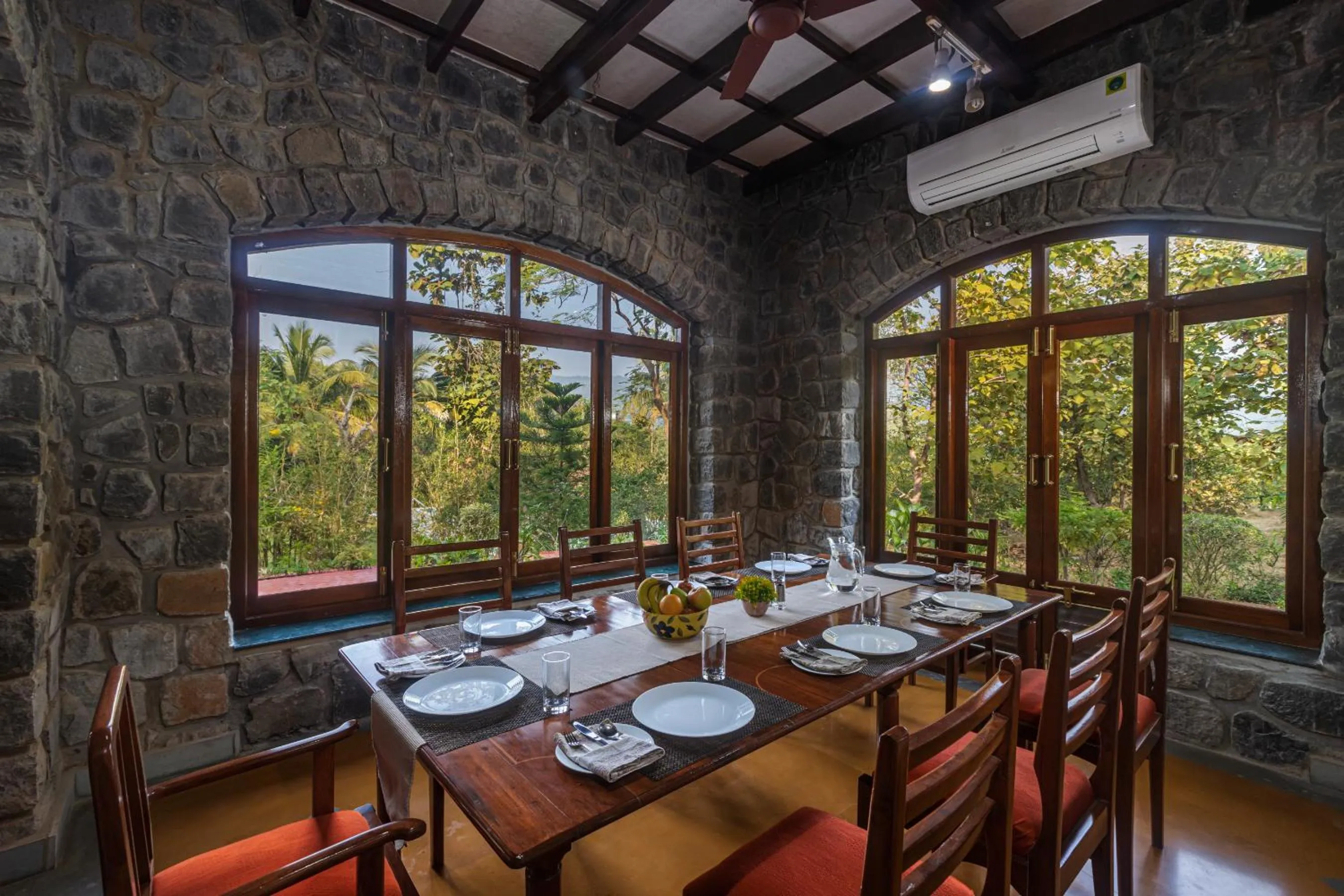 Living room in Saffronstays Alma Grove 3 BR Pet friendly with Pool & Nature View