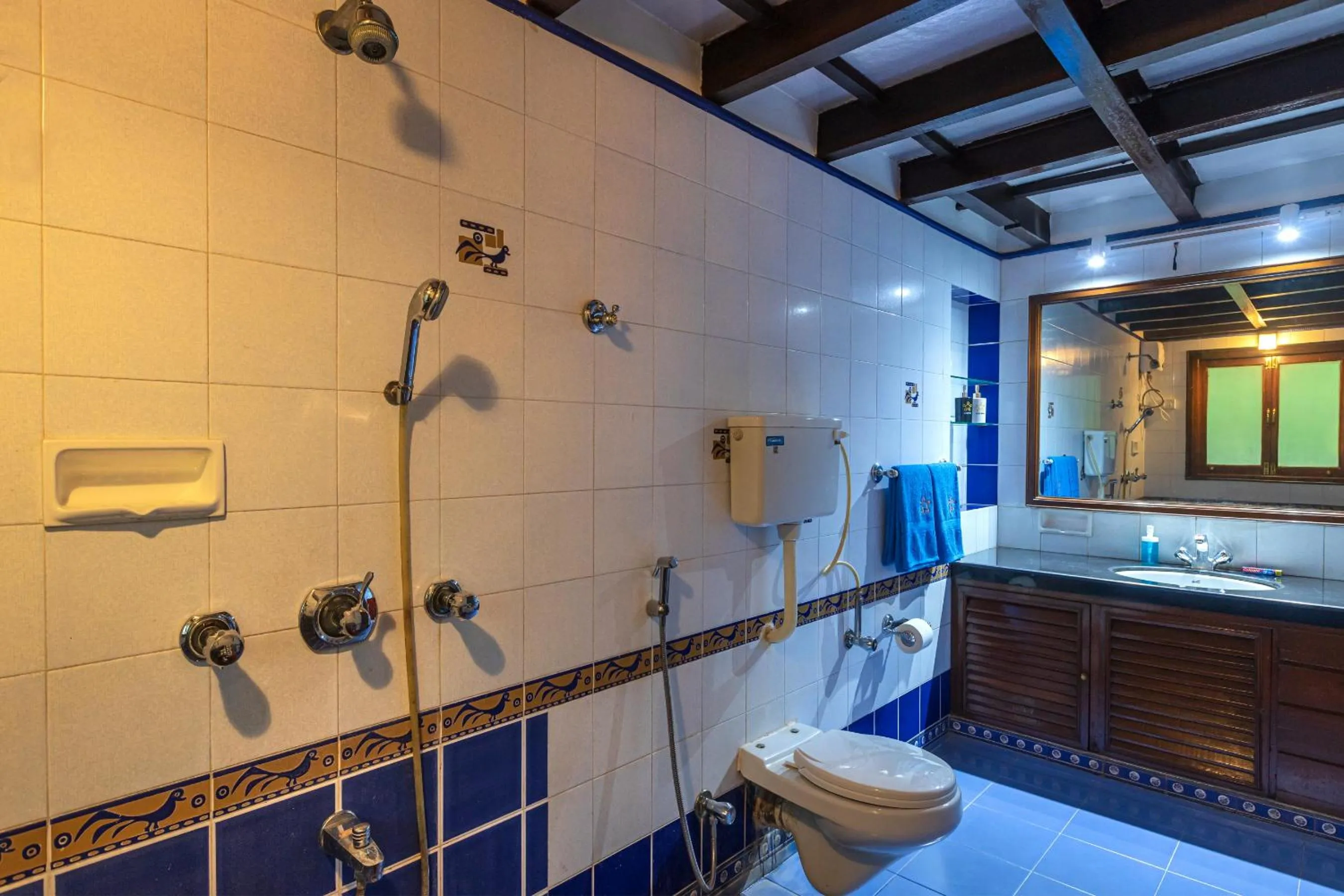 Shower in Saffronstays Alma Grove 3 BR Pet friendly with Pool & Nature View
