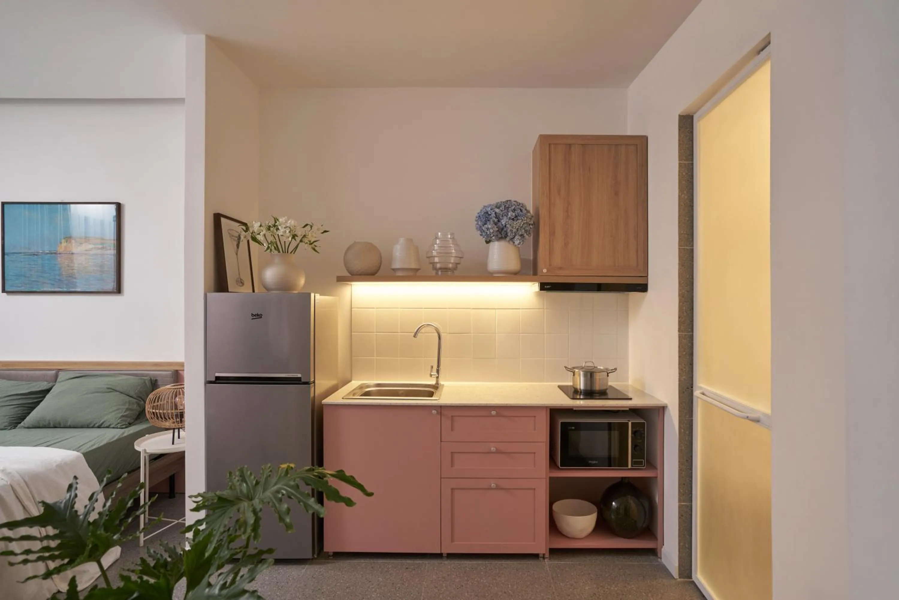 Kitchen or kitchenette, Bed in M Village Living Cao Thắng