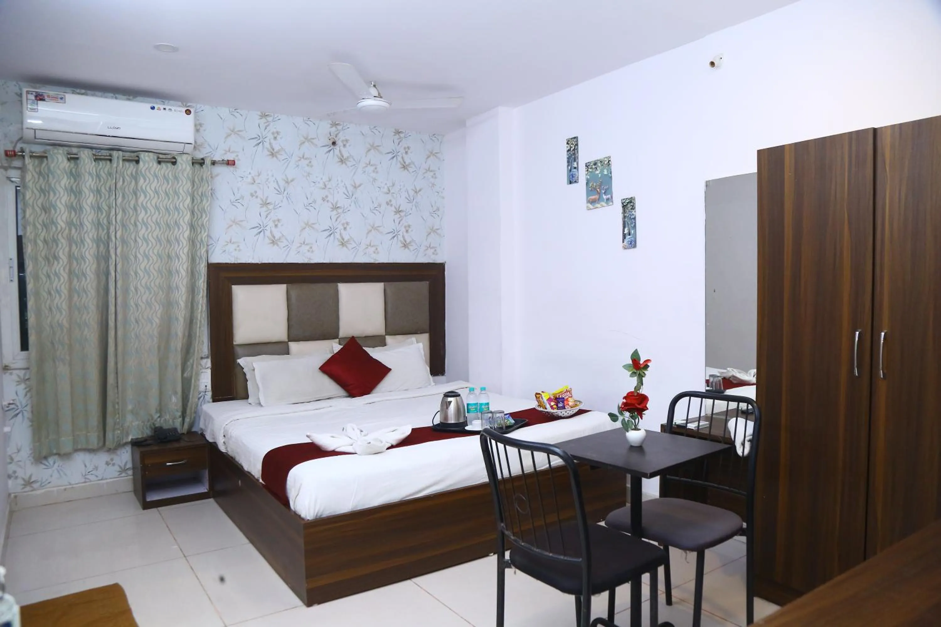 View (from property/room), Bed in Hotel MN Grand Shamshabad Airport Zone Hyderabad
