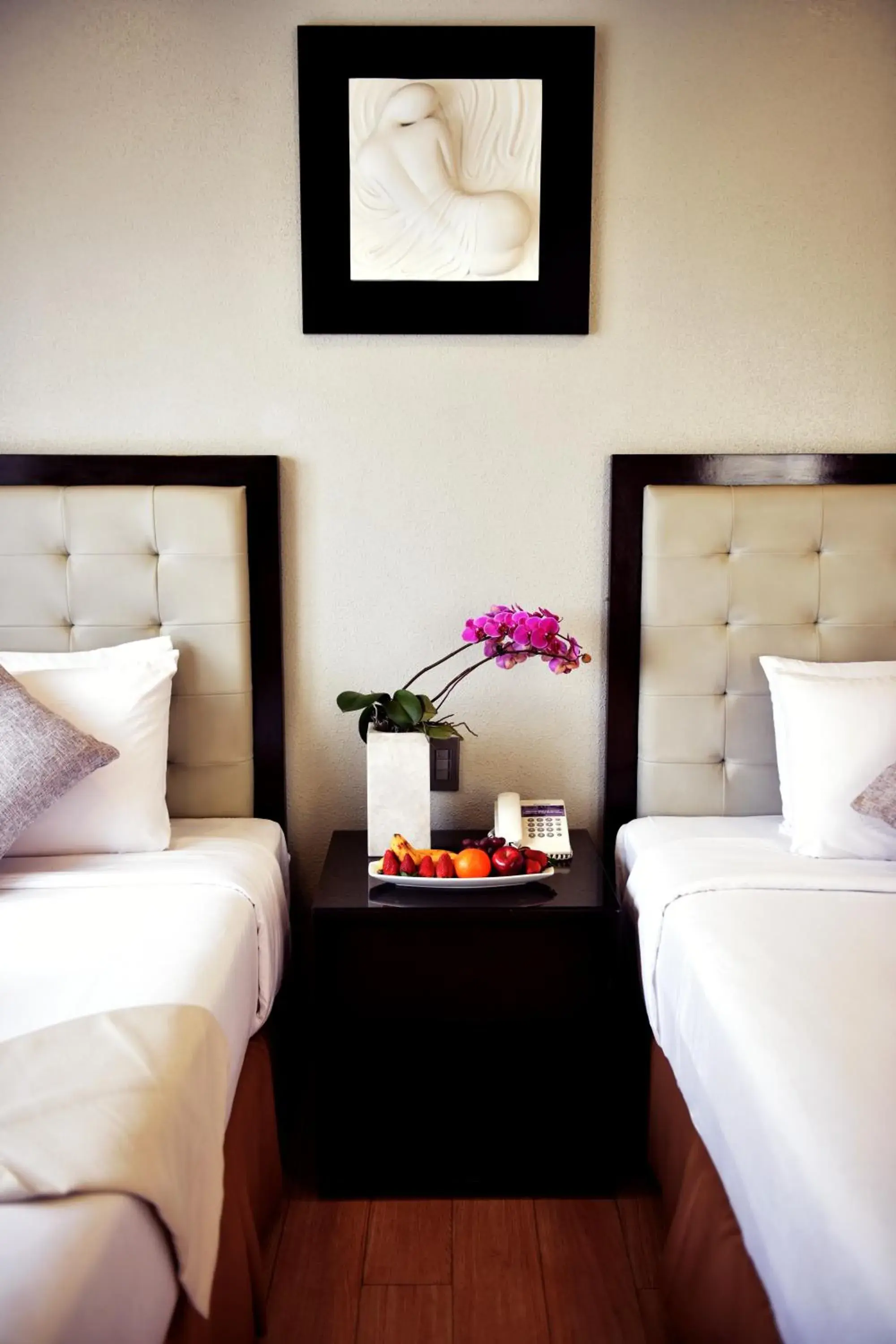 Decorative detail, Bed in Aura One Hotel Decorative detail, Bed in Aura One Hotel