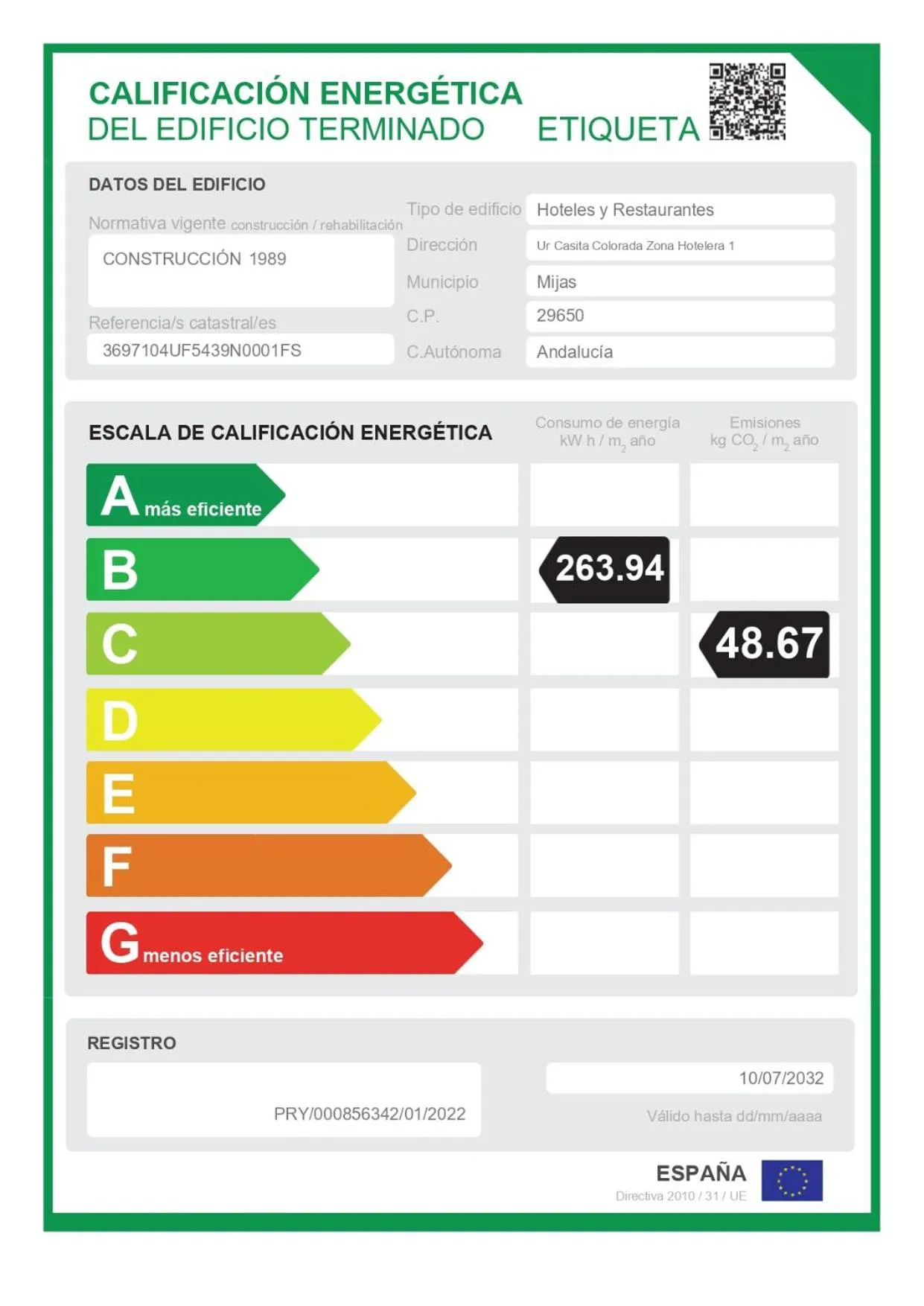 Certificate/Award in Ilunion Hacienda de Mijas