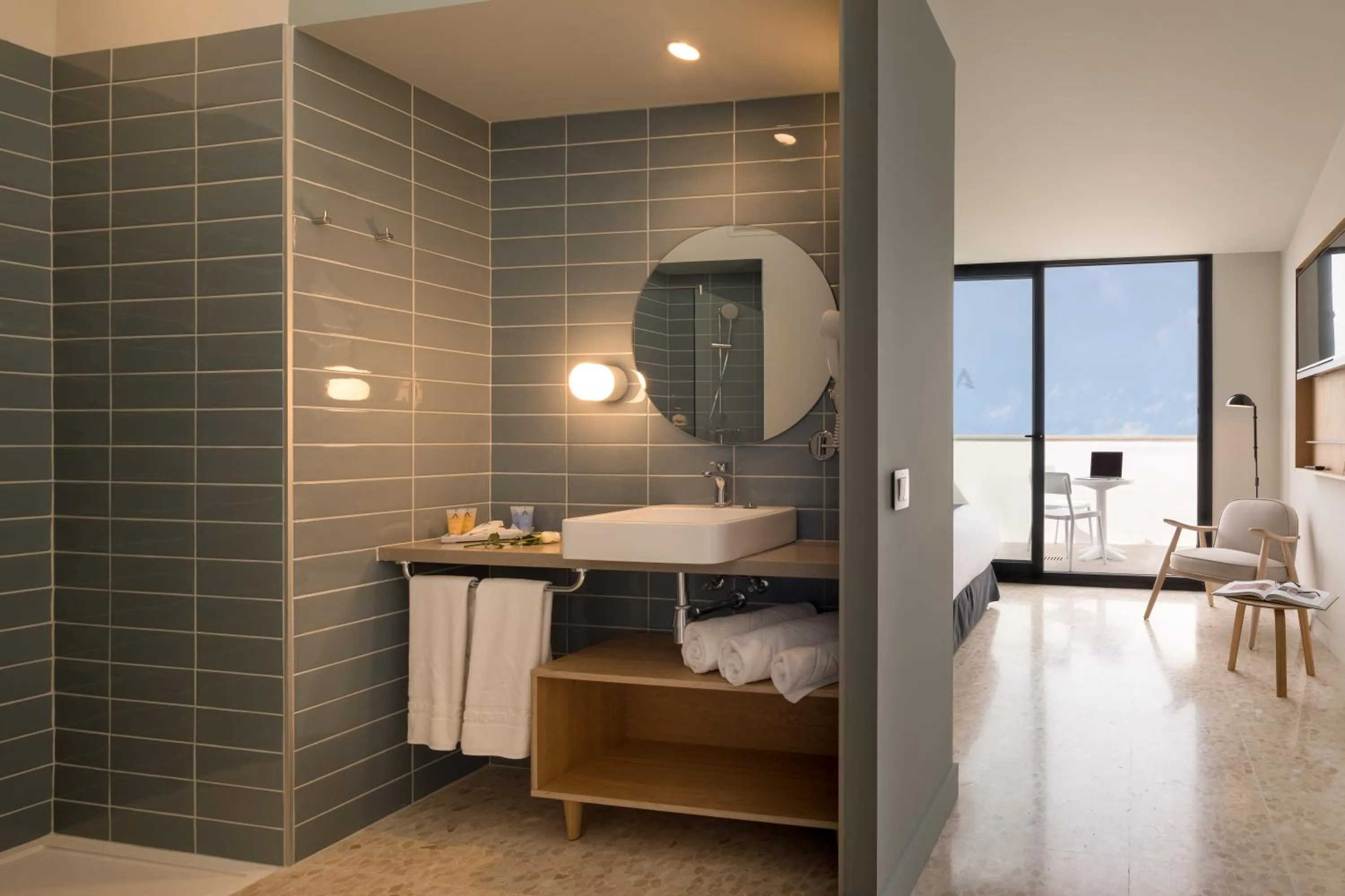 Bathroom, Bed in AQUA Hotel Silhouette & Spa - Adults Only